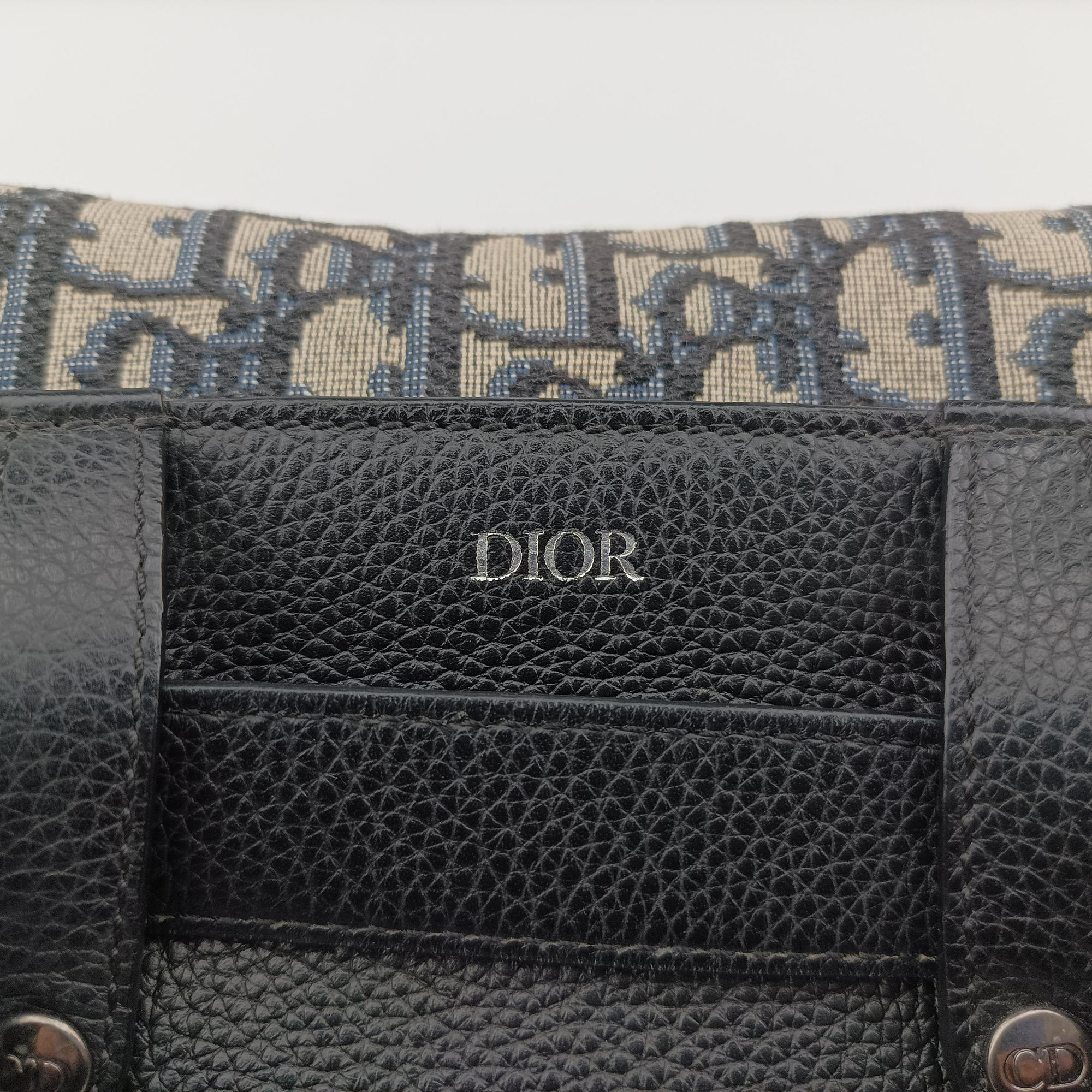 Pre-owned Christian Dior saddle Gray×Navy×Black Jacquard×Leather  bum bag/waist bag | stylenewstar
