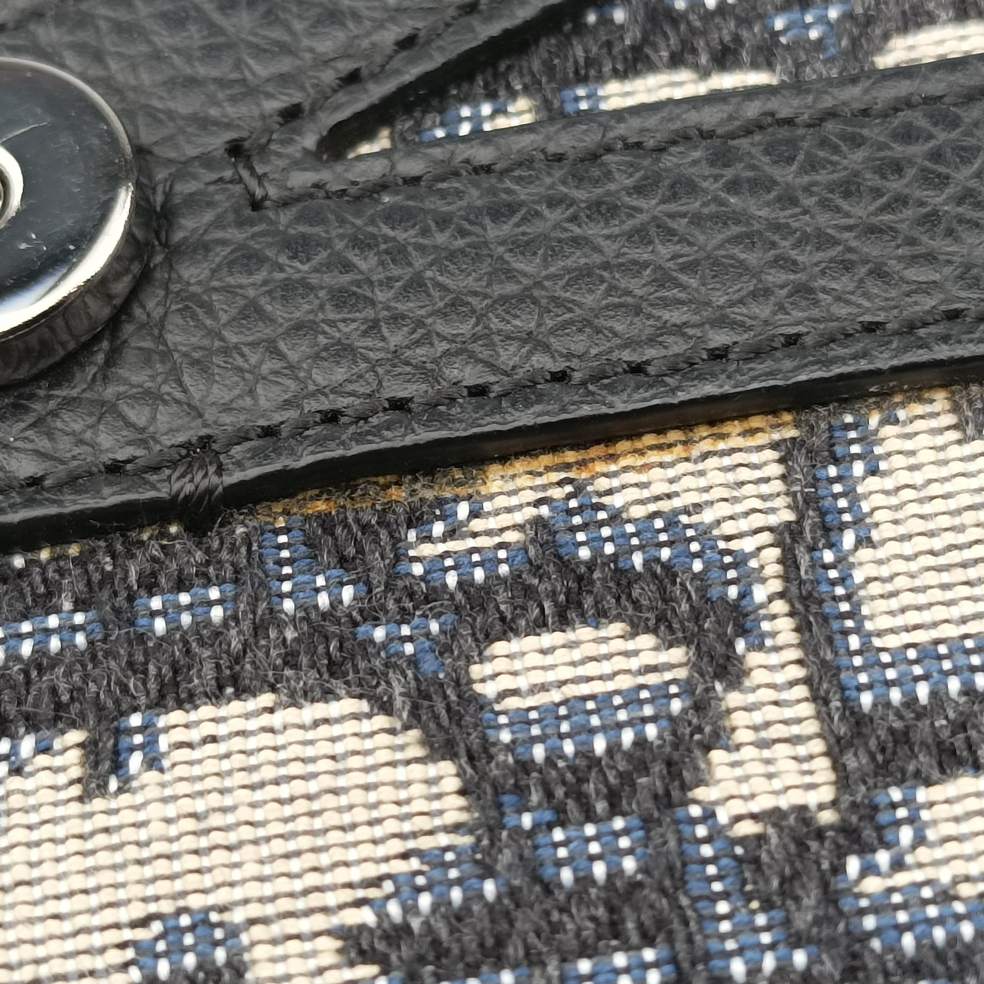 Pre-owned Christian Dior saddle Gray×Navy×Black Jacquard×Leather  bum bag/waist bag | stylenewstar