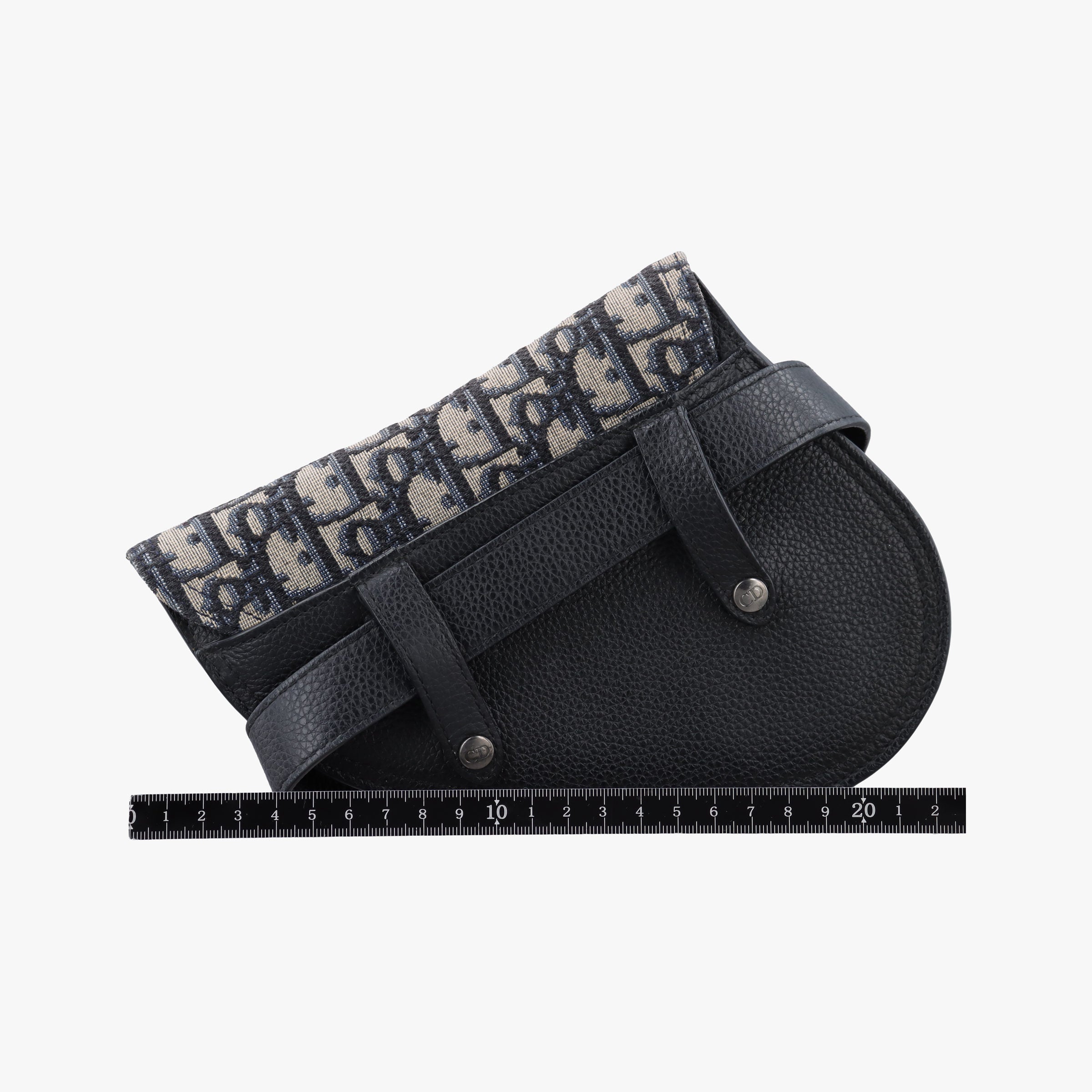 Pre-owned Christian Dior saddle Gray×Navy×Black Jacquard×Leather  bum bag/waist bag | stylenewstar