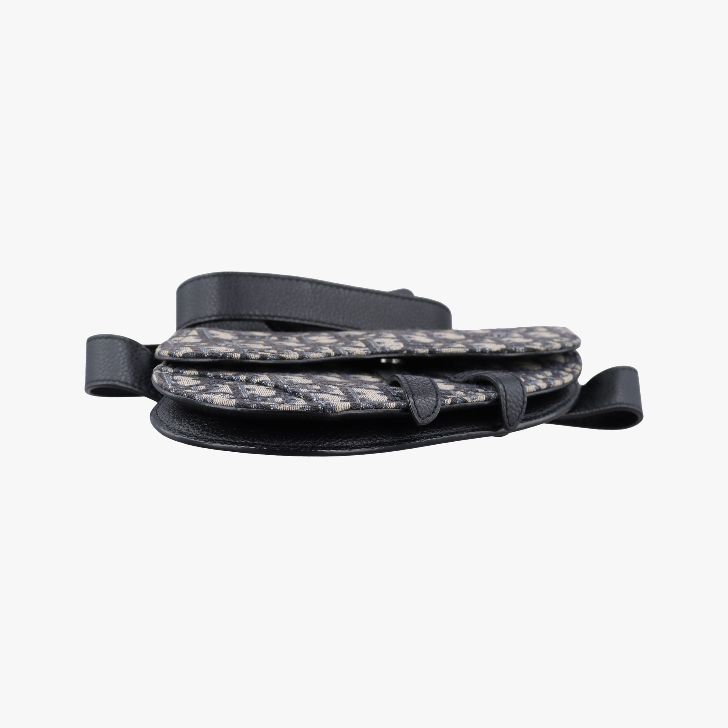 Pre-owned Christian Dior saddle Gray×Navy×Black Jacquard×Leather  bum bag/waist bag | stylenewstar
