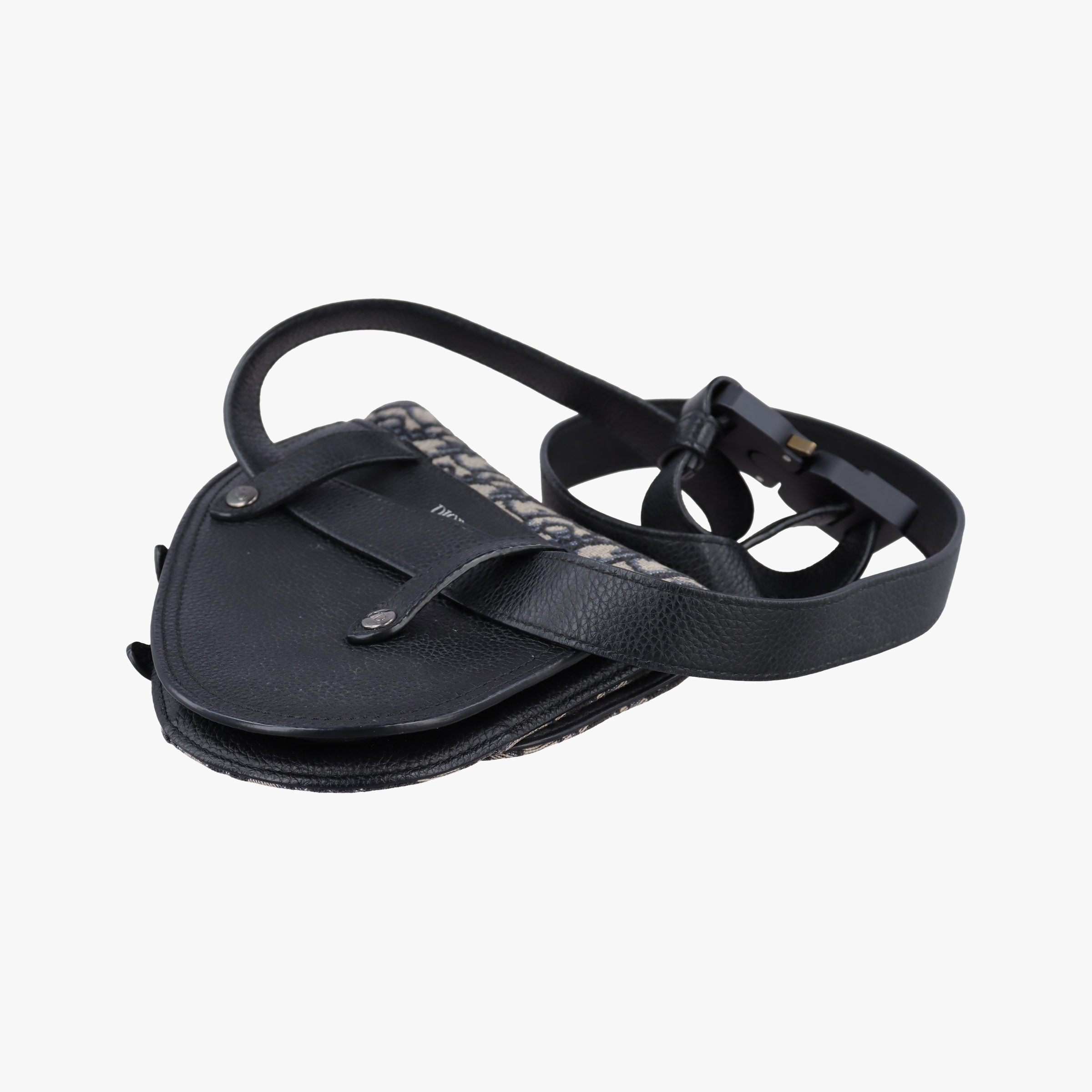 Pre-owned Christian Dior saddle Gray×Navy×Black Jacquard×Leather  bum bag/waist bag | stylenewstar