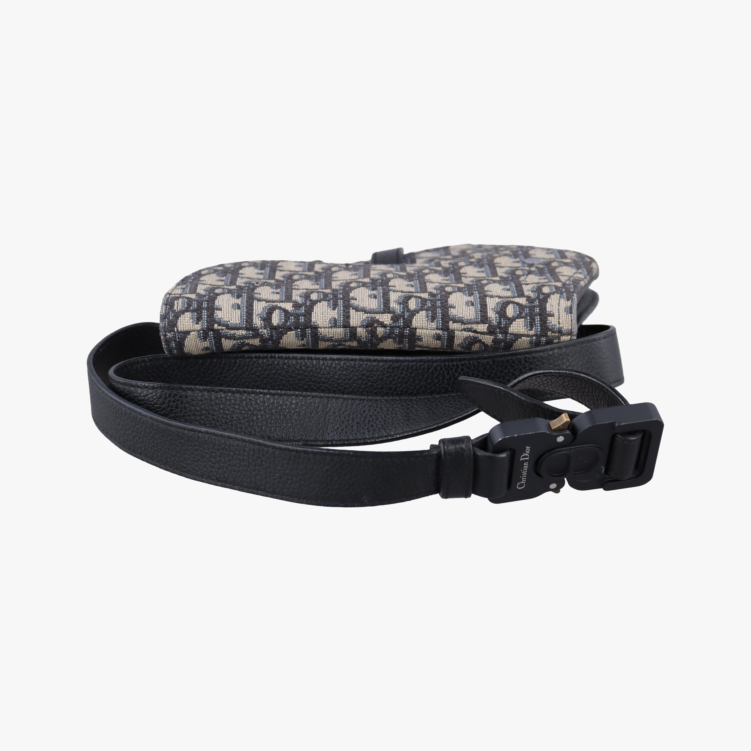 Pre-owned Christian Dior saddle Gray×Navy×Black Jacquard×Leather  bum bag/waist bag | stylenewstar