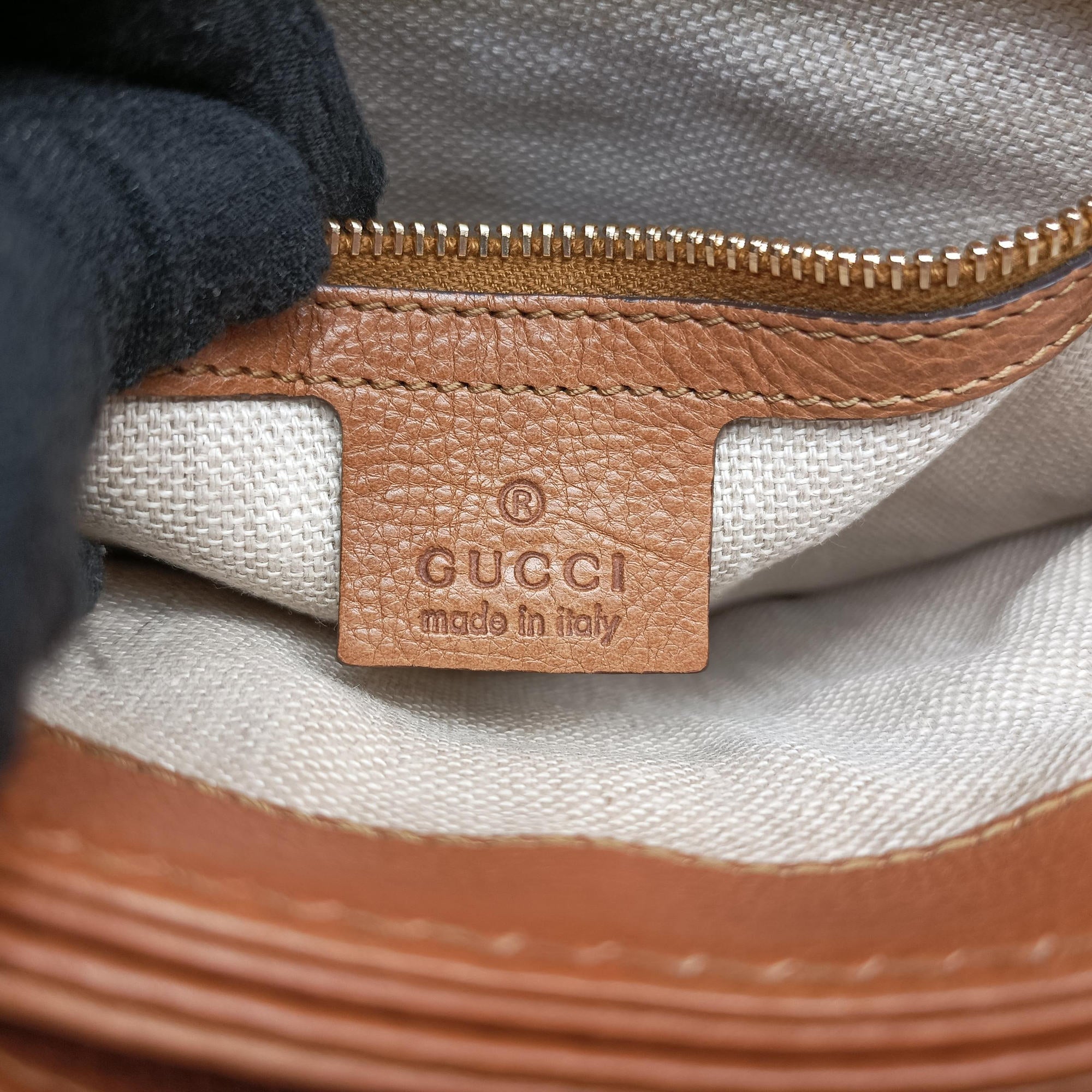 Pre-owned Gucci Marrakech Messenger Brown leather 257024 shoulderbag | stylenewstar