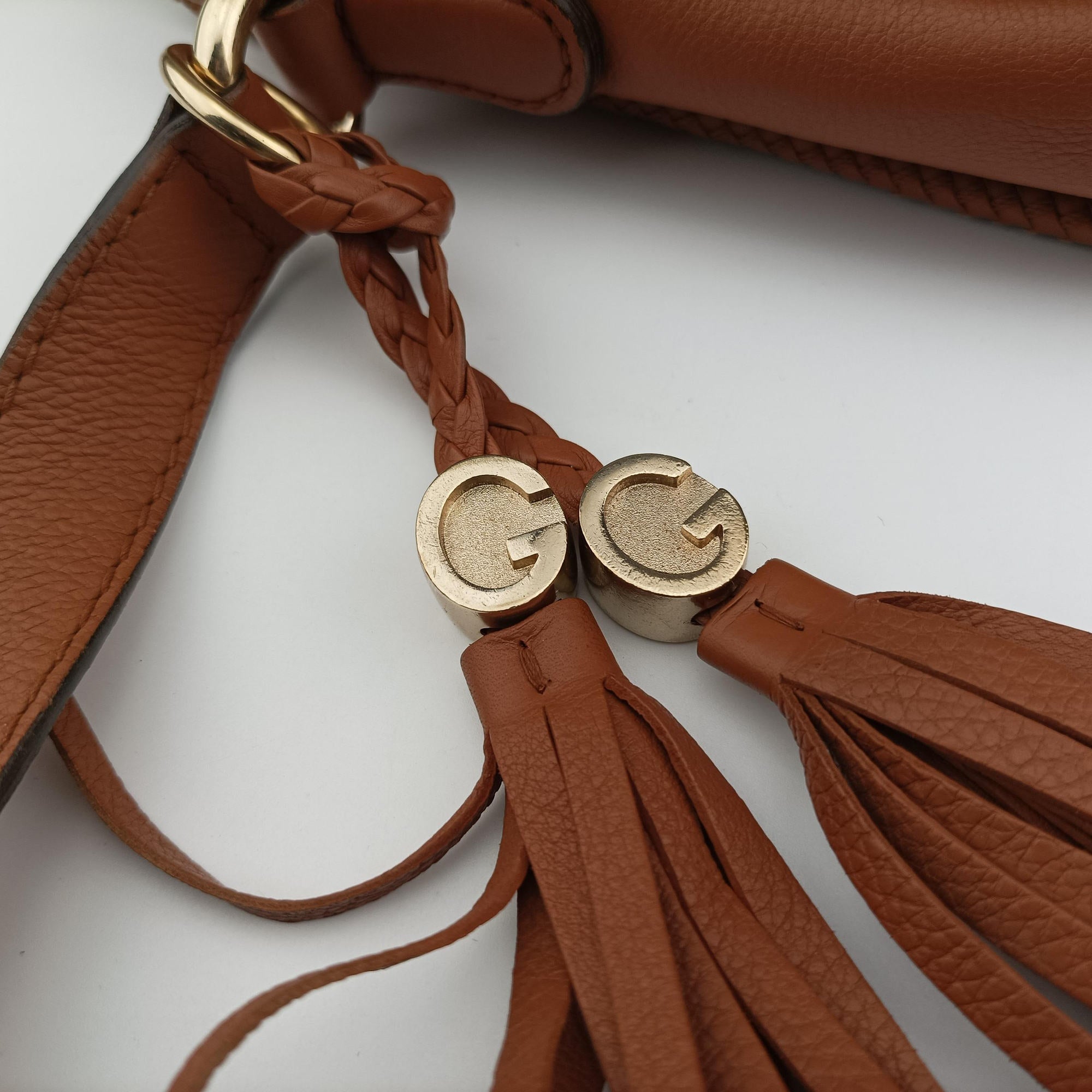 Pre-owned Gucci Marrakech Messenger Brown leather 257024 shoulderbag | stylenewstar
