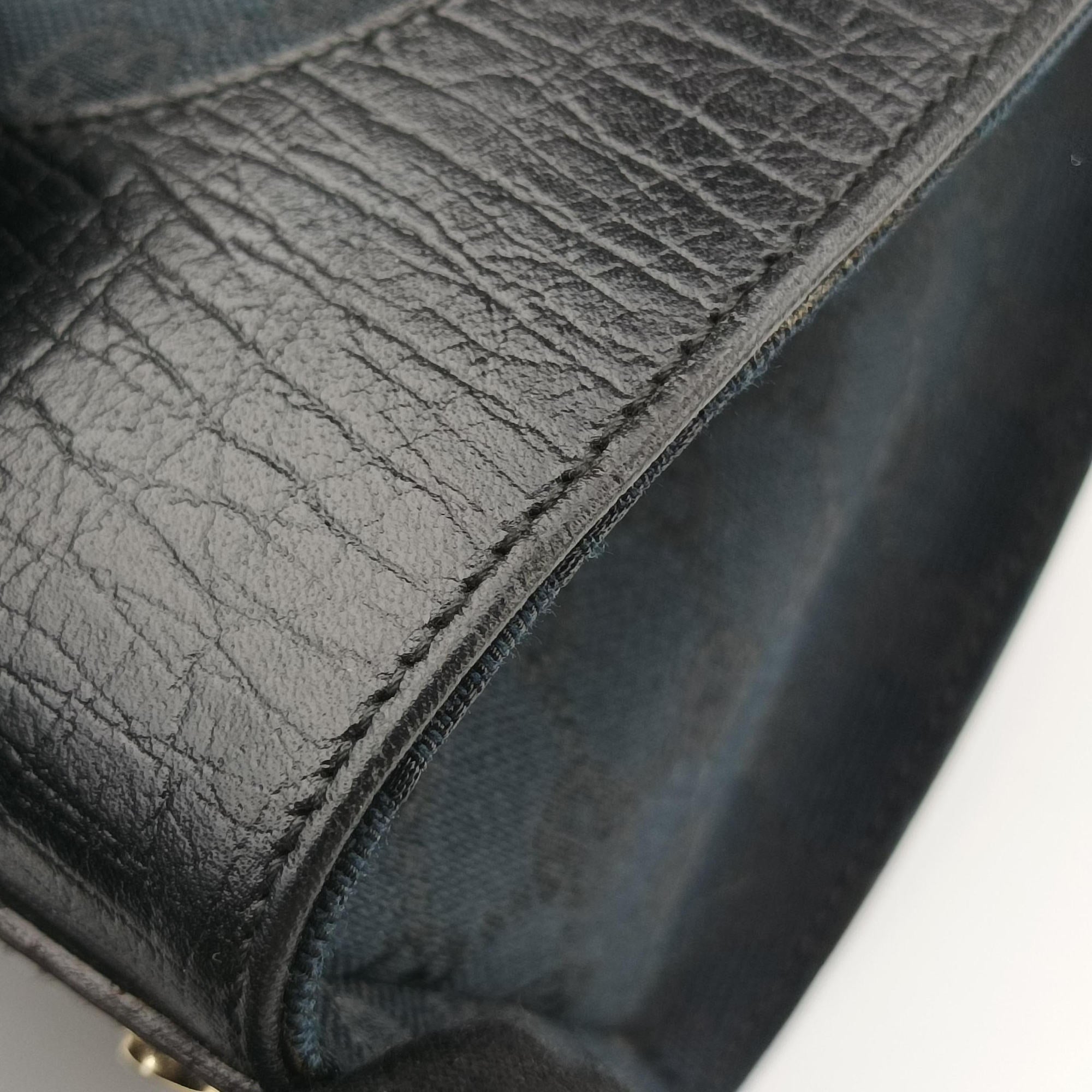 Pre-owned Gucci Junco Sherry Line Black x Red x Green canvas×leather 130995 handbag | stylenewstar