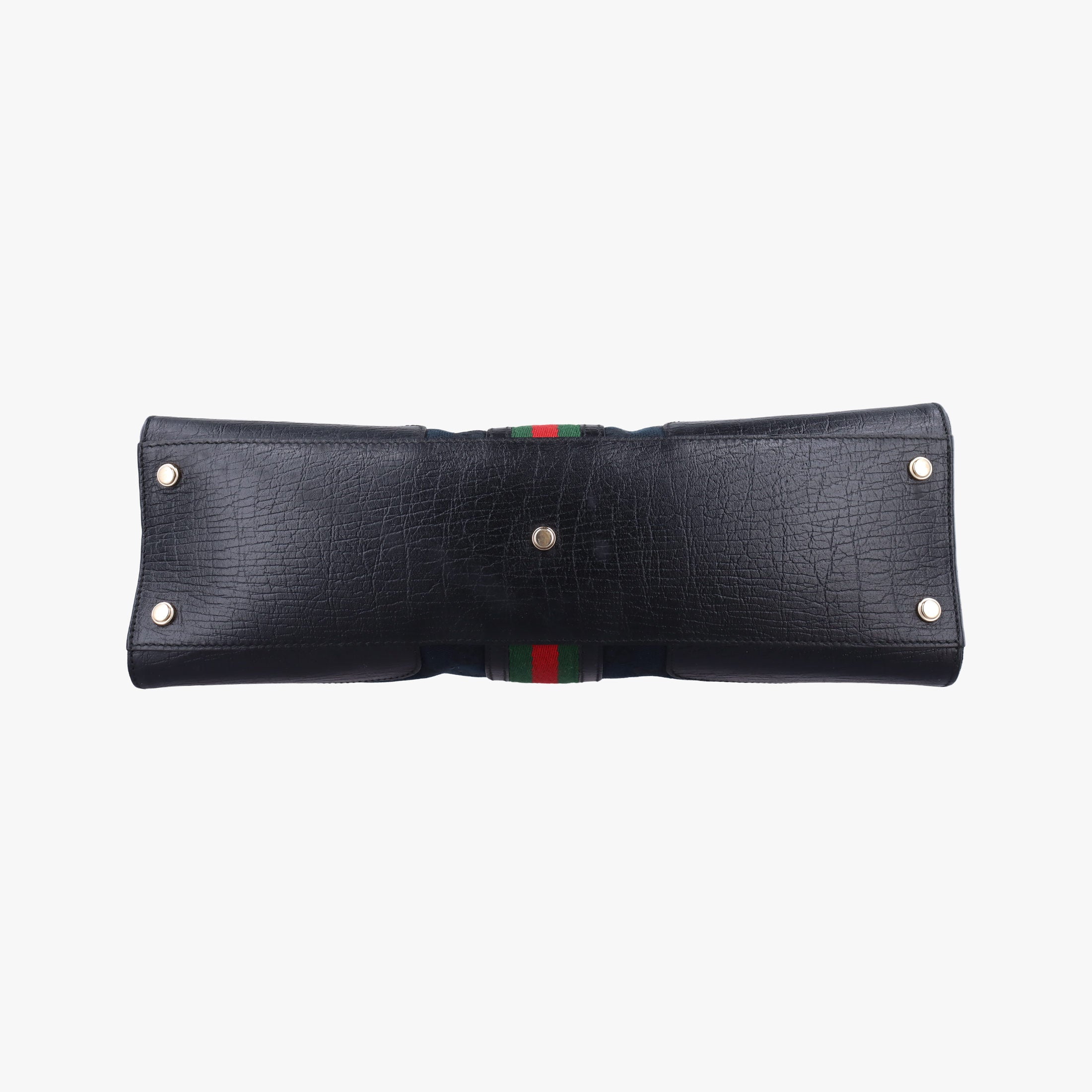 Pre-owned Gucci Junco Sherry Line Black x Red x Green canvas×leather 130995 handbag | stylenewstar