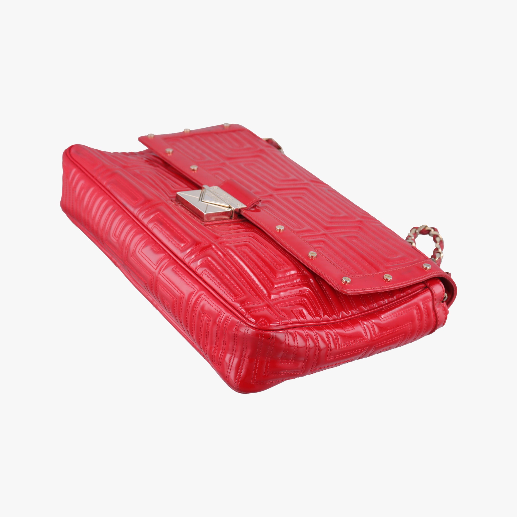 Pre-owned VERSACE Gianni Greca couture Red Patent 8BR600 shoulderbag | stylenewstar
