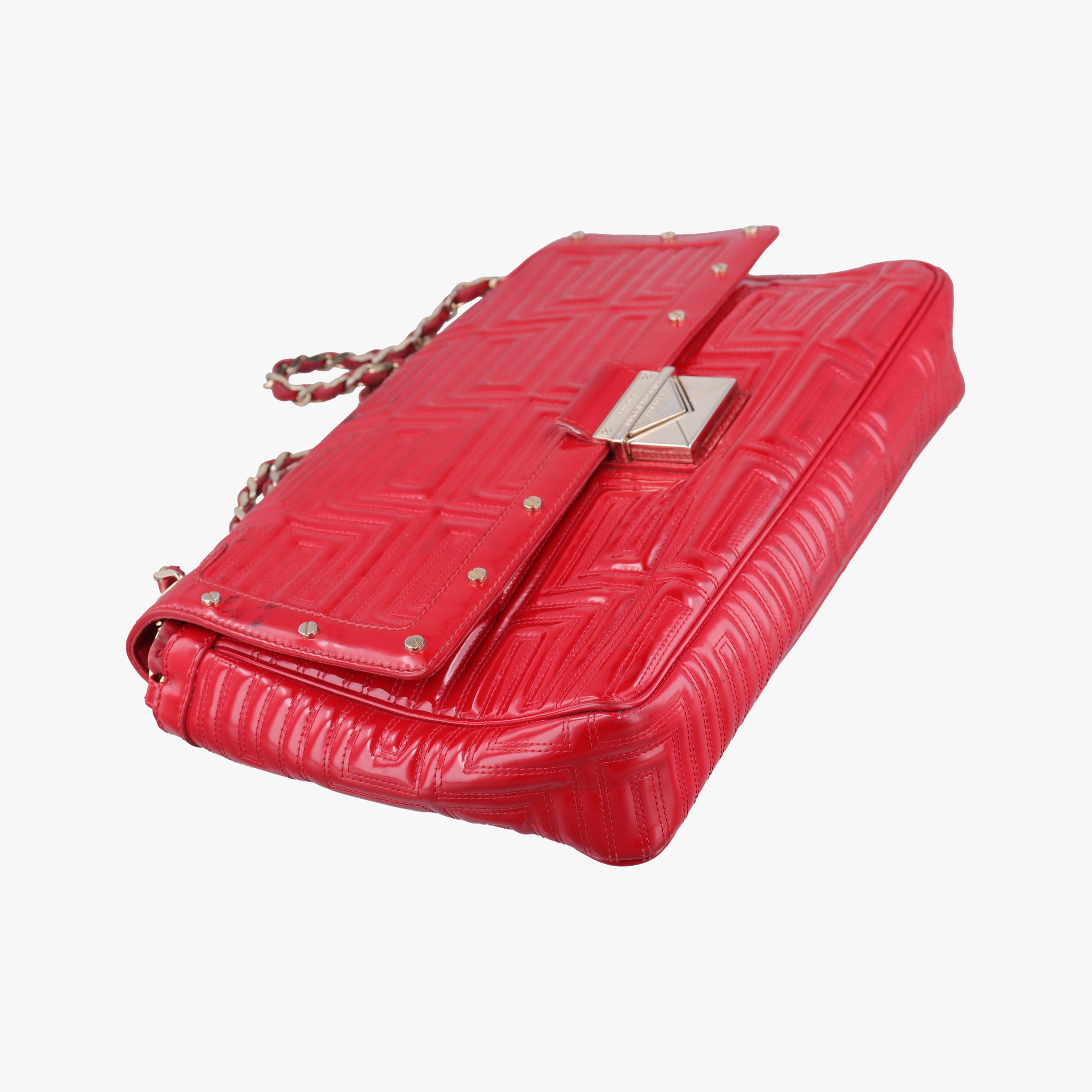 Pre-owned VERSACE Gianni Greca couture Red Patent 8BR600 shoulderbag | stylenewstar