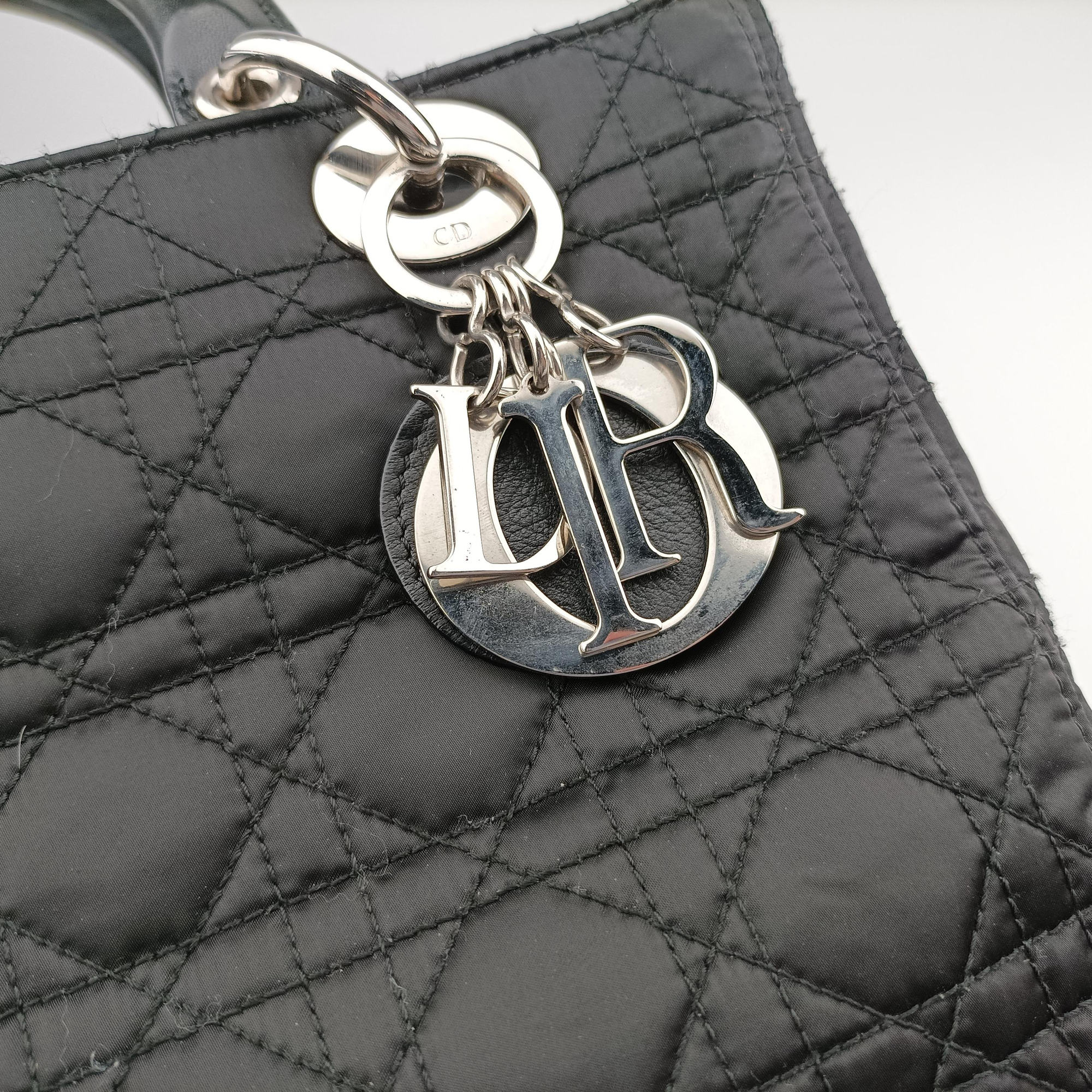 Pre-owned Christian Dior Lady Dior Black Nylon×lambskin  handbag | stylenewstar