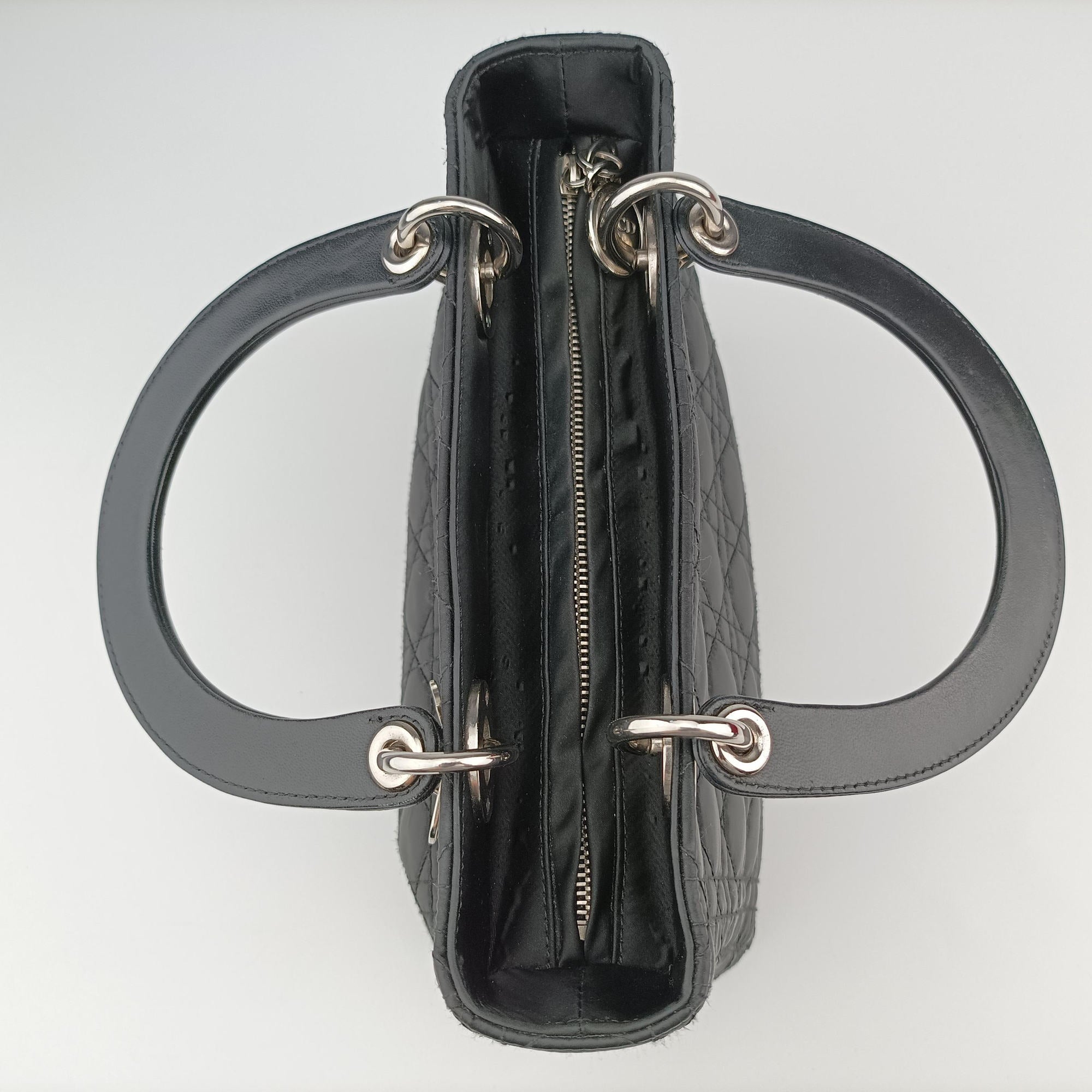 Pre-owned Christian Dior Lady Dior Black Nylon×lambskin  handbag | stylenewstar