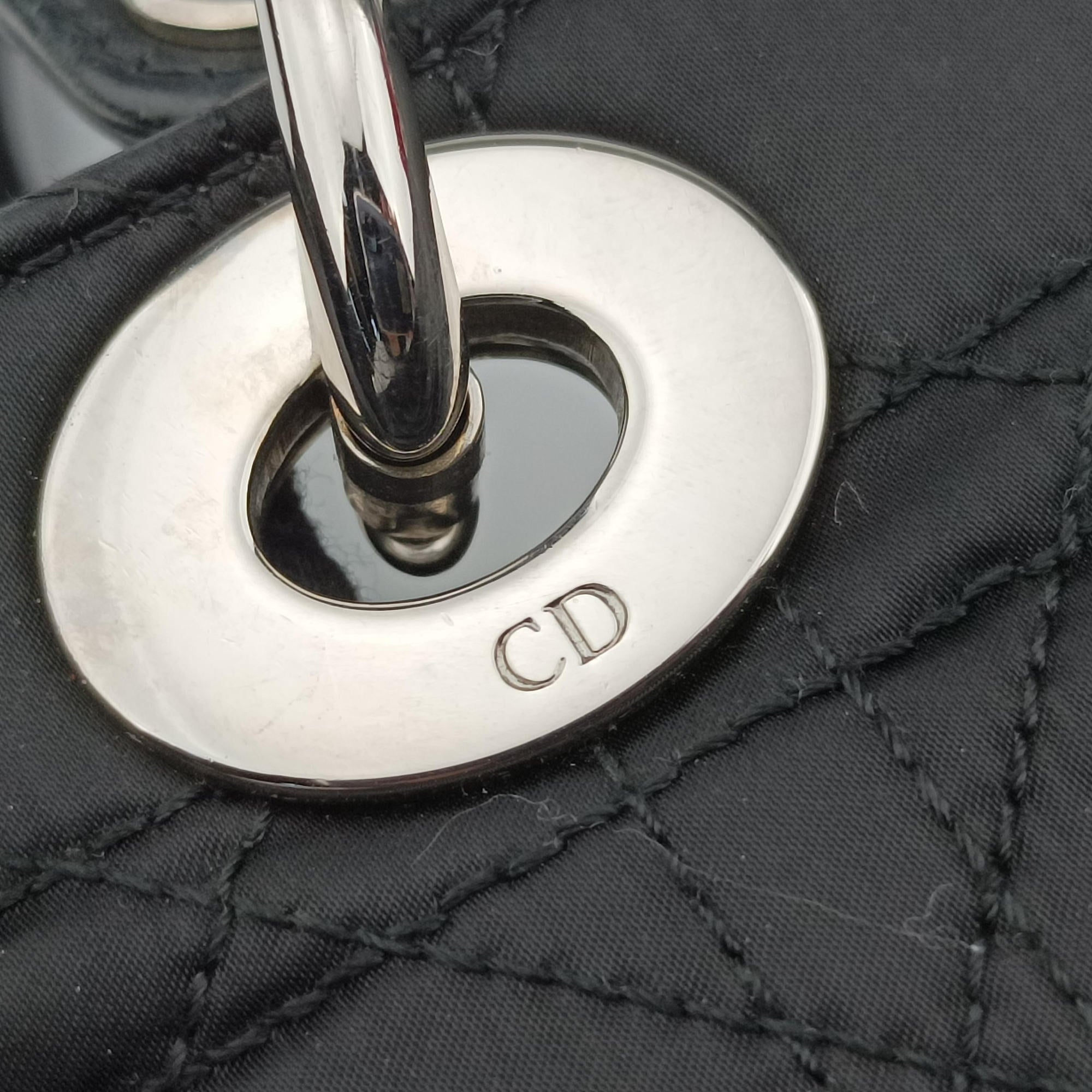 Pre-owned Christian Dior Lady Dior Black Nylon×lambskin  handbag | stylenewstar