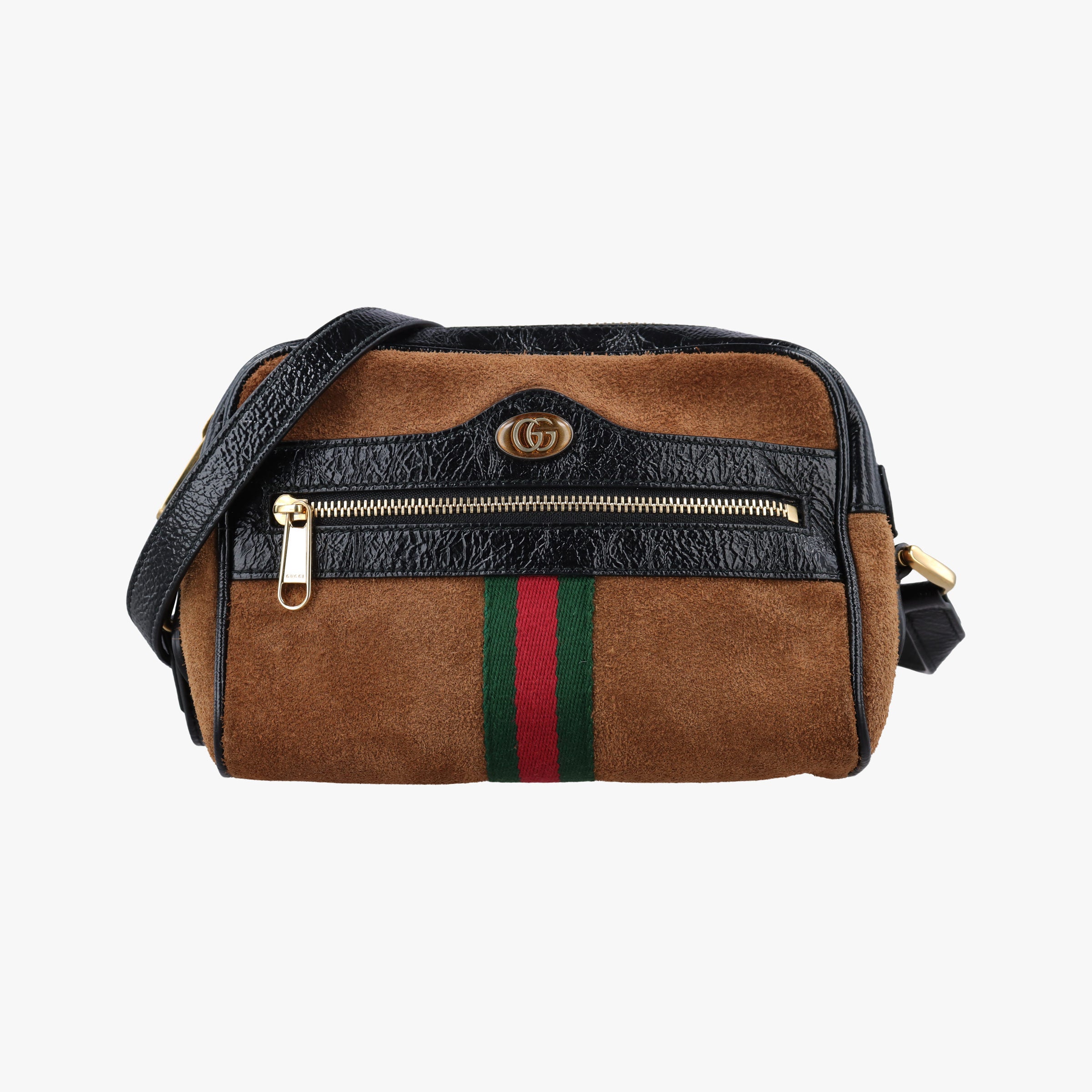 Pre-owned Gucci Ophidia Brown×black×Red×Green suede×Leather 573321 shoulderbag | stylenewstar