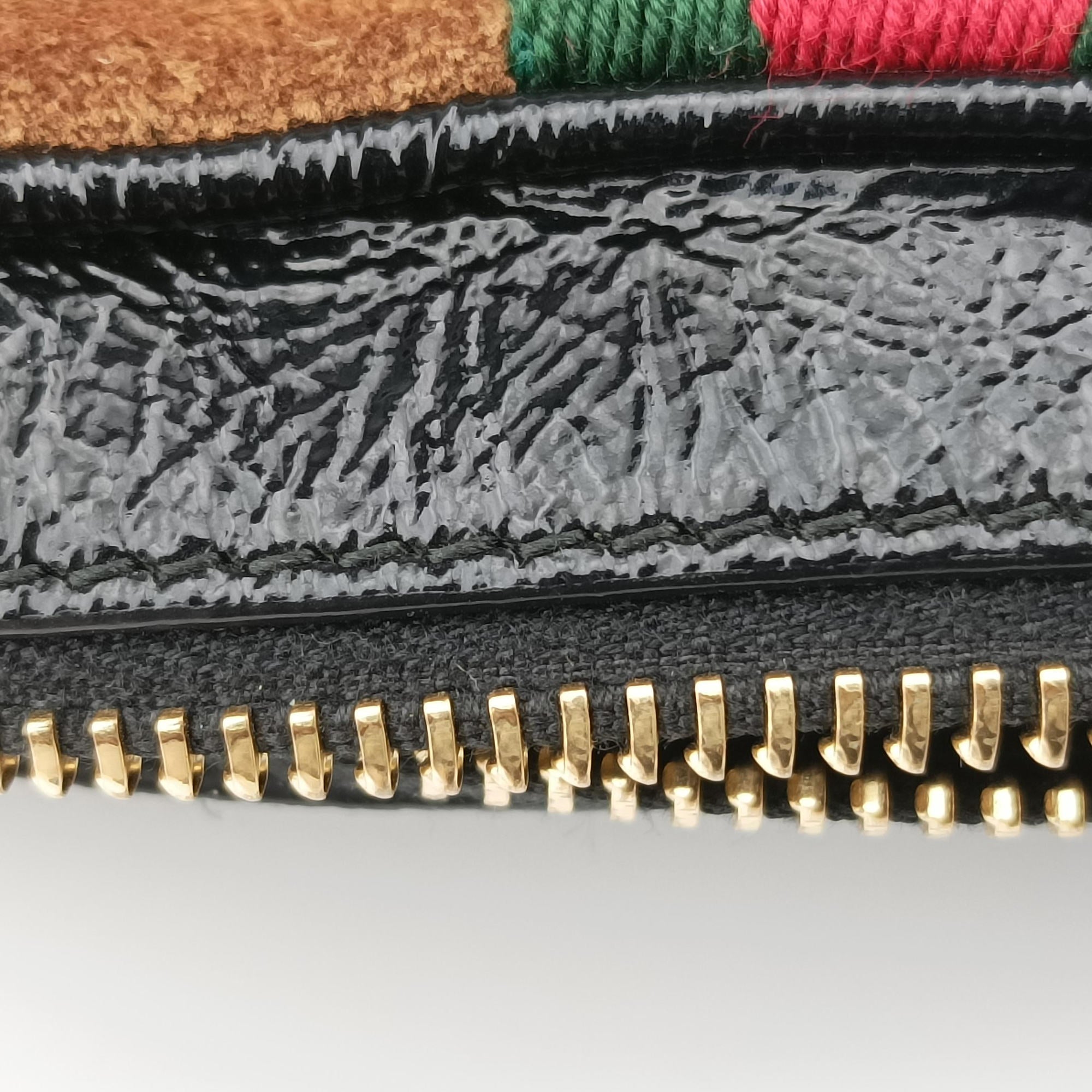 Pre-owned Gucci Ophidia Brown×black×Red×Green suede×Leather 573321 shoulderbag | stylenewstar