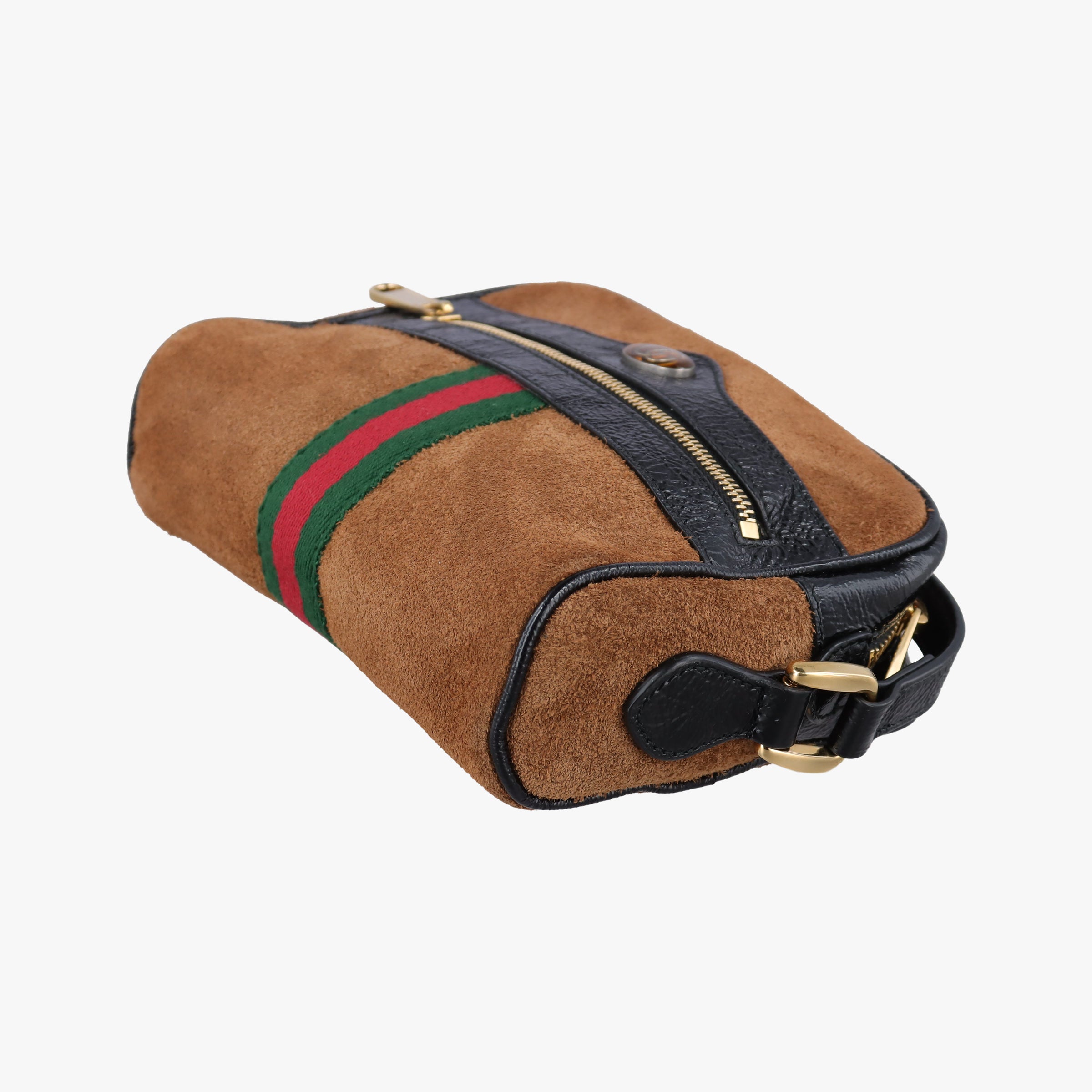 Pre-owned Gucci Ophidia Brown×black×Red×Green suede×Leather 573321 shoulderbag | stylenewstar