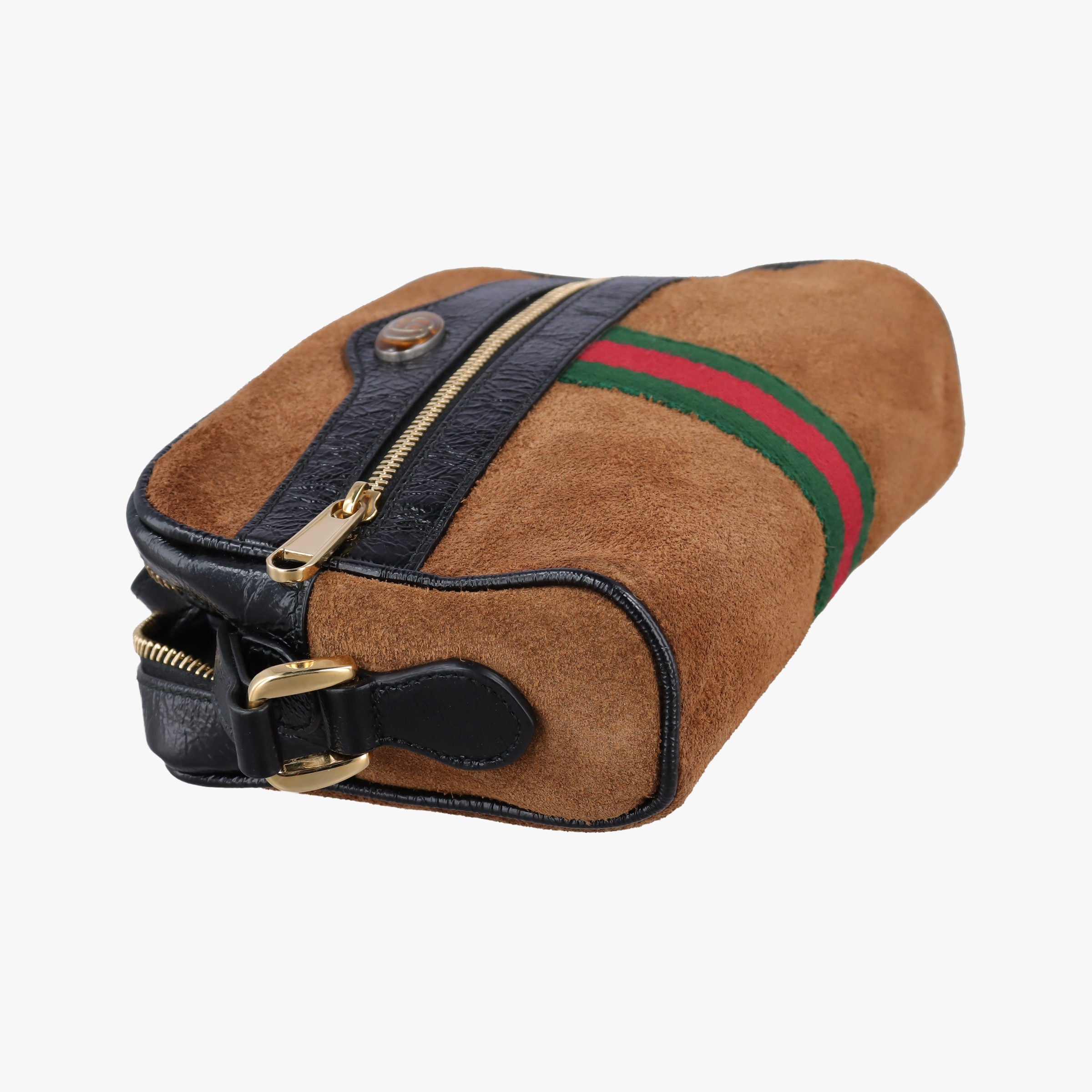 Pre-owned Gucci Ophidia Brown×black×Red×Green suede×Leather 573321 shoulderbag | stylenewstar