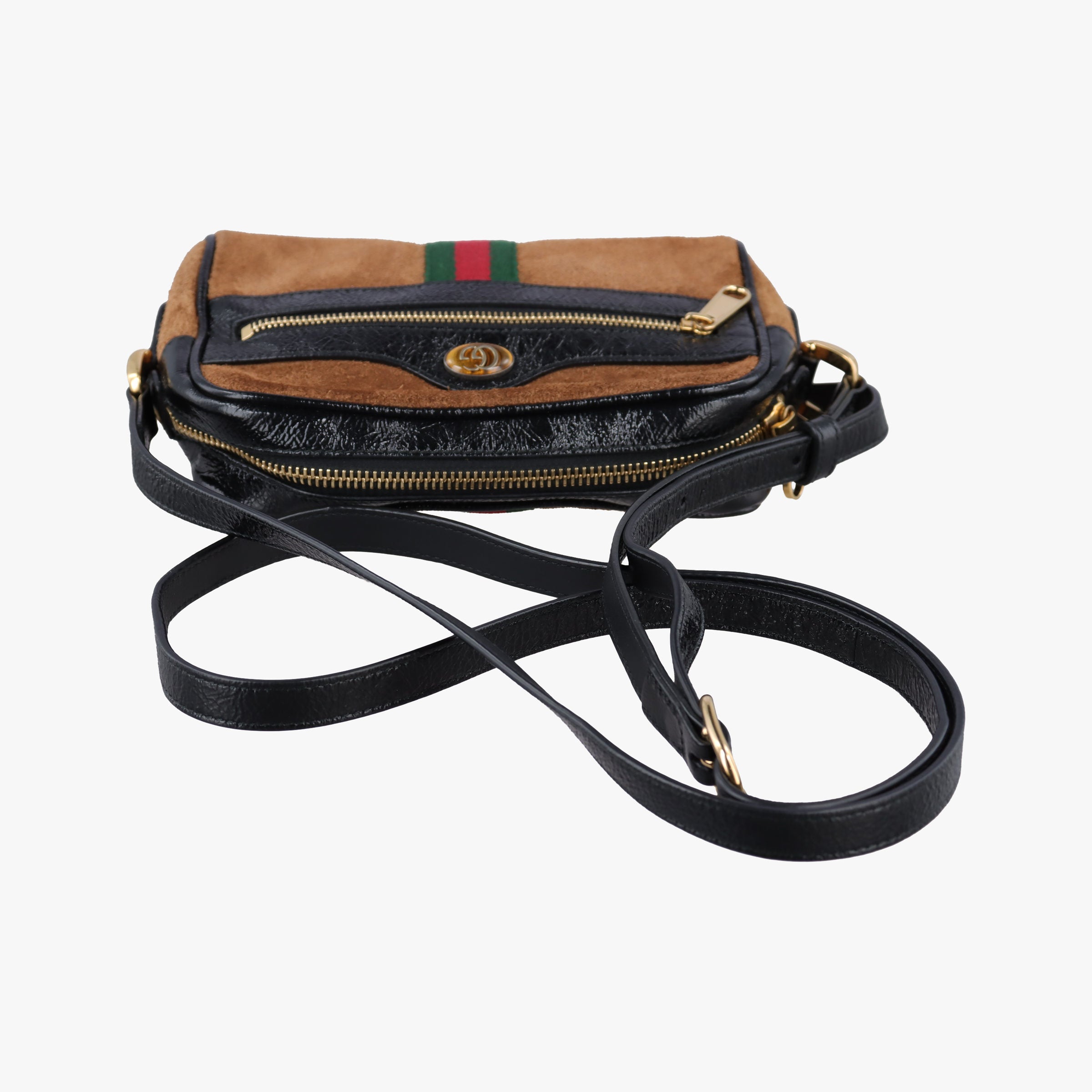 Pre-owned Gucci Ophidia Brown×black×Red×Green suede×Leather 573321 shoulderbag | stylenewstar