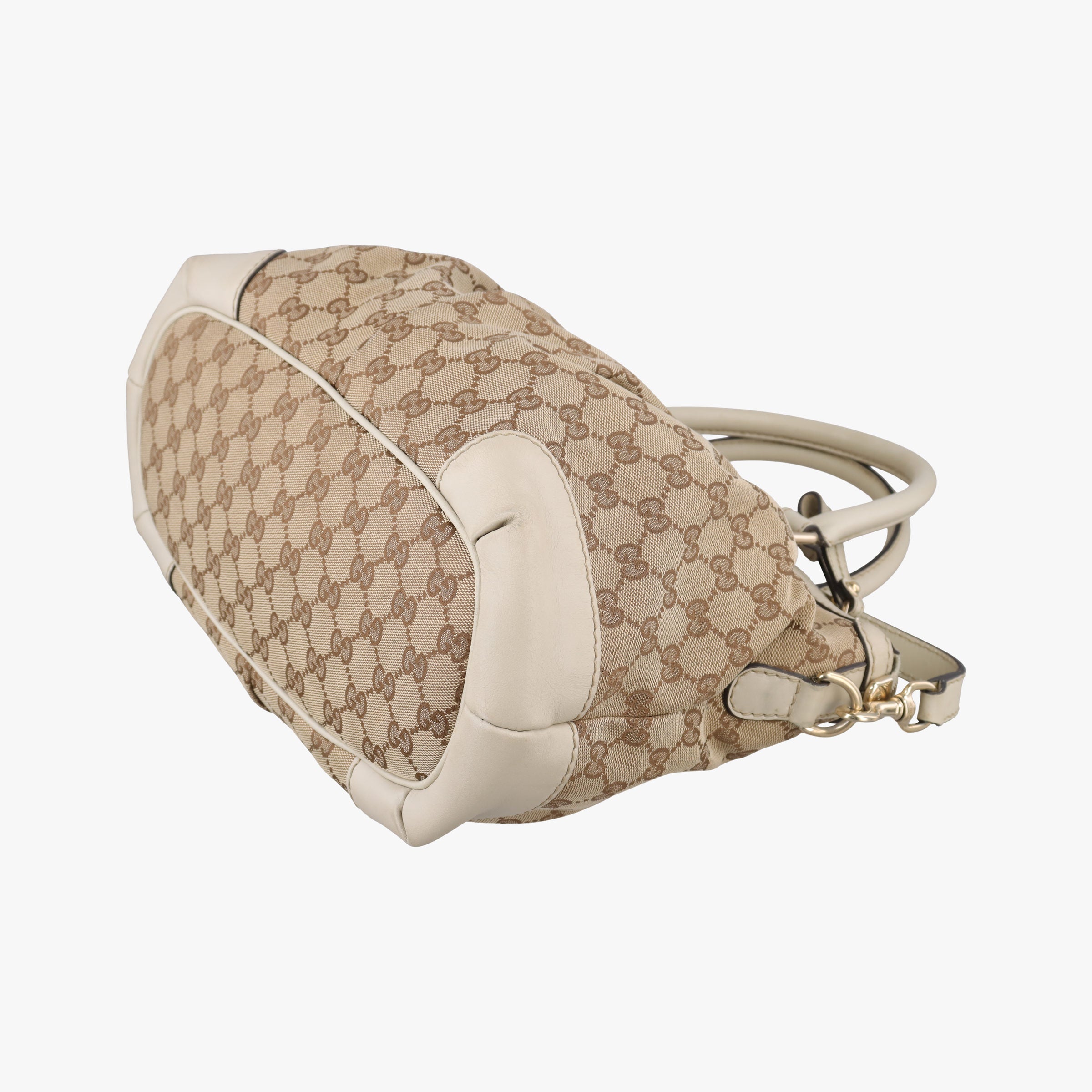 Pre-owned Gucci Sukey White×Brown canvas×Leather 247902 shoulderbag | stylenewstar