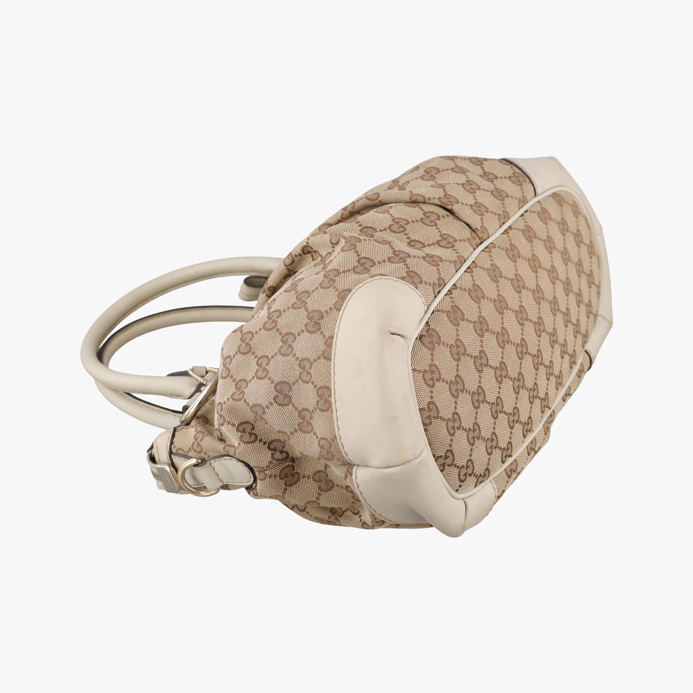 Pre-owned Gucci Sukey White×Brown canvas×Leather 247902 shoulderbag | stylenewstar
