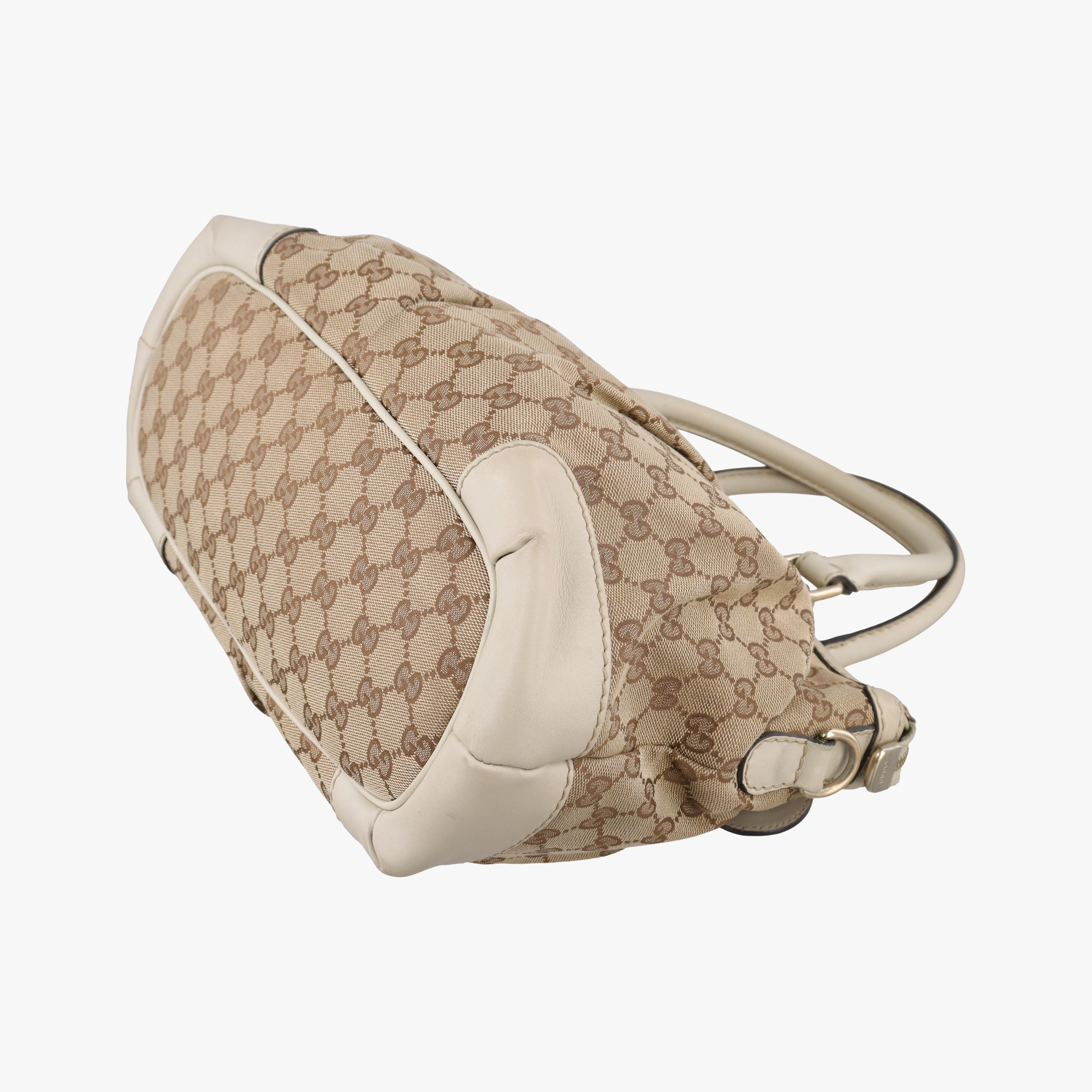 Pre-owned Gucci Sukey White×Brown canvas×Leather 247902 shoulderbag | stylenewstar