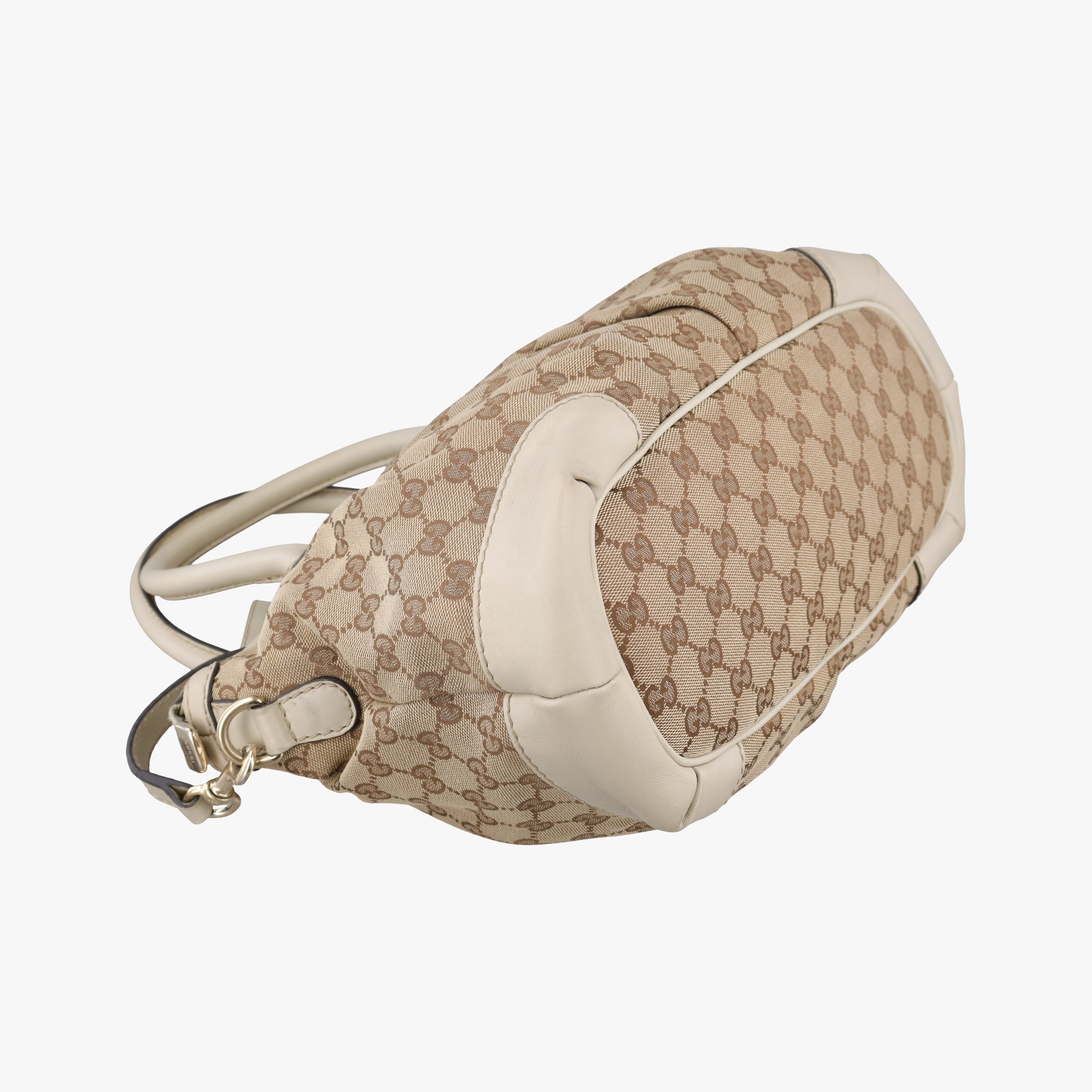 Pre-owned Gucci Sukey White×Brown canvas×Leather 247902 shoulderbag | stylenewstar