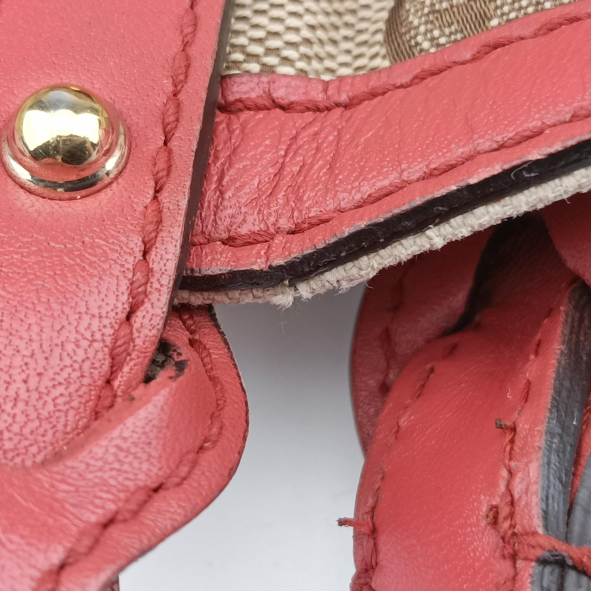 Pre-owned Gucci GG Craft Pink×beige Canvas × Leather 247209 handbag | stylenewstar