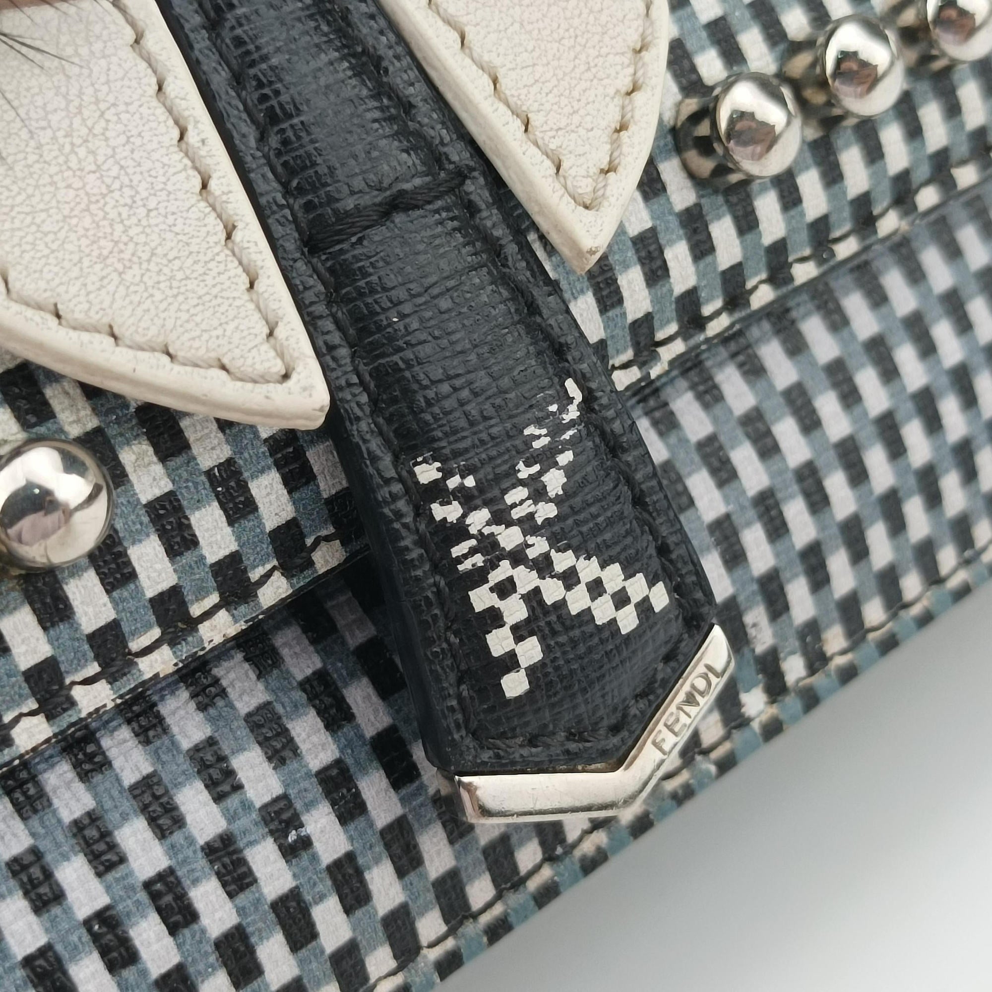 Pre-owned Fendi Karlito Lagerfeld Studded Multicolour leather 8M0346 shoulderbag | stylenewstar