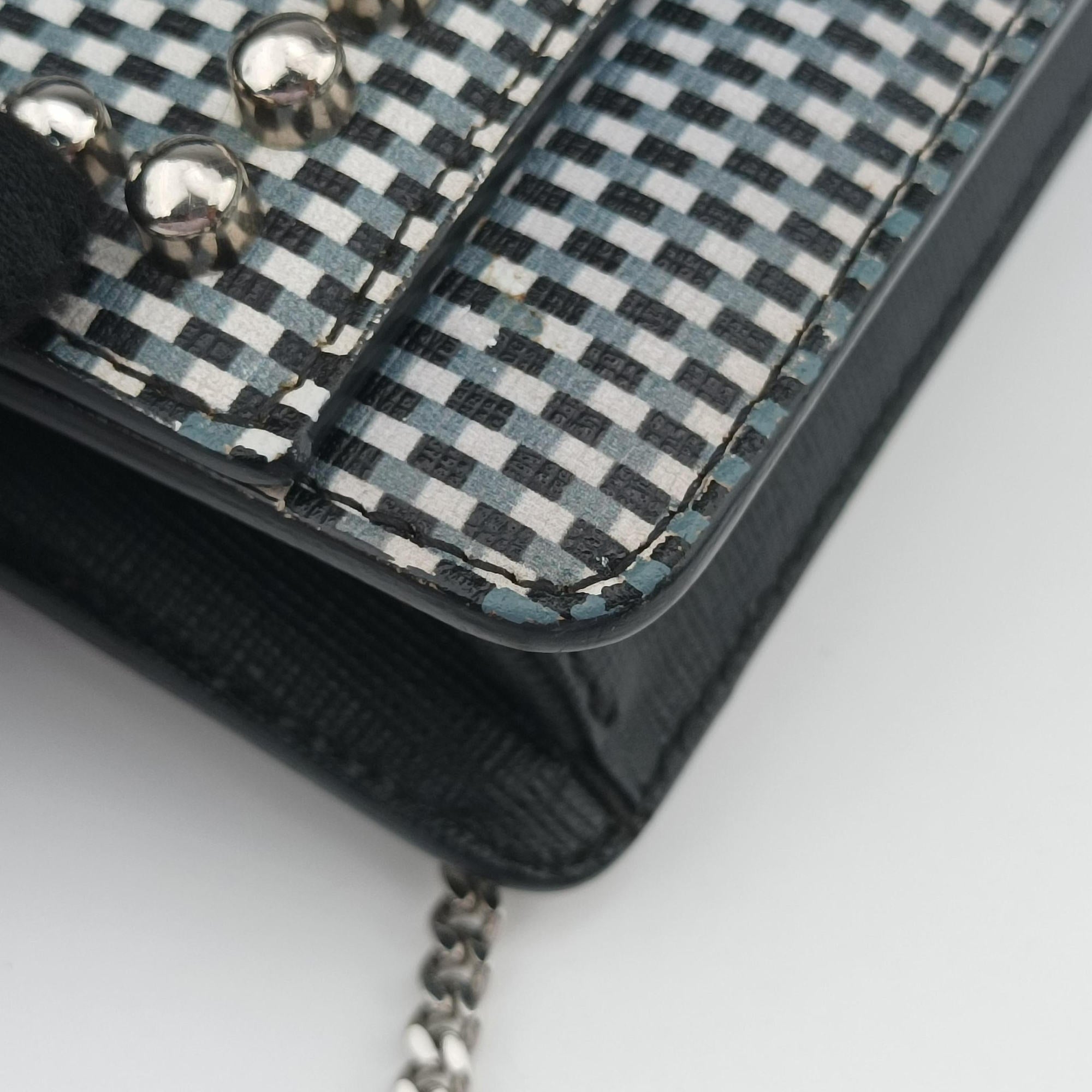 Pre-owned Fendi Karlito Lagerfeld Studded Multicolour leather 8M0346 shoulderbag | stylenewstar