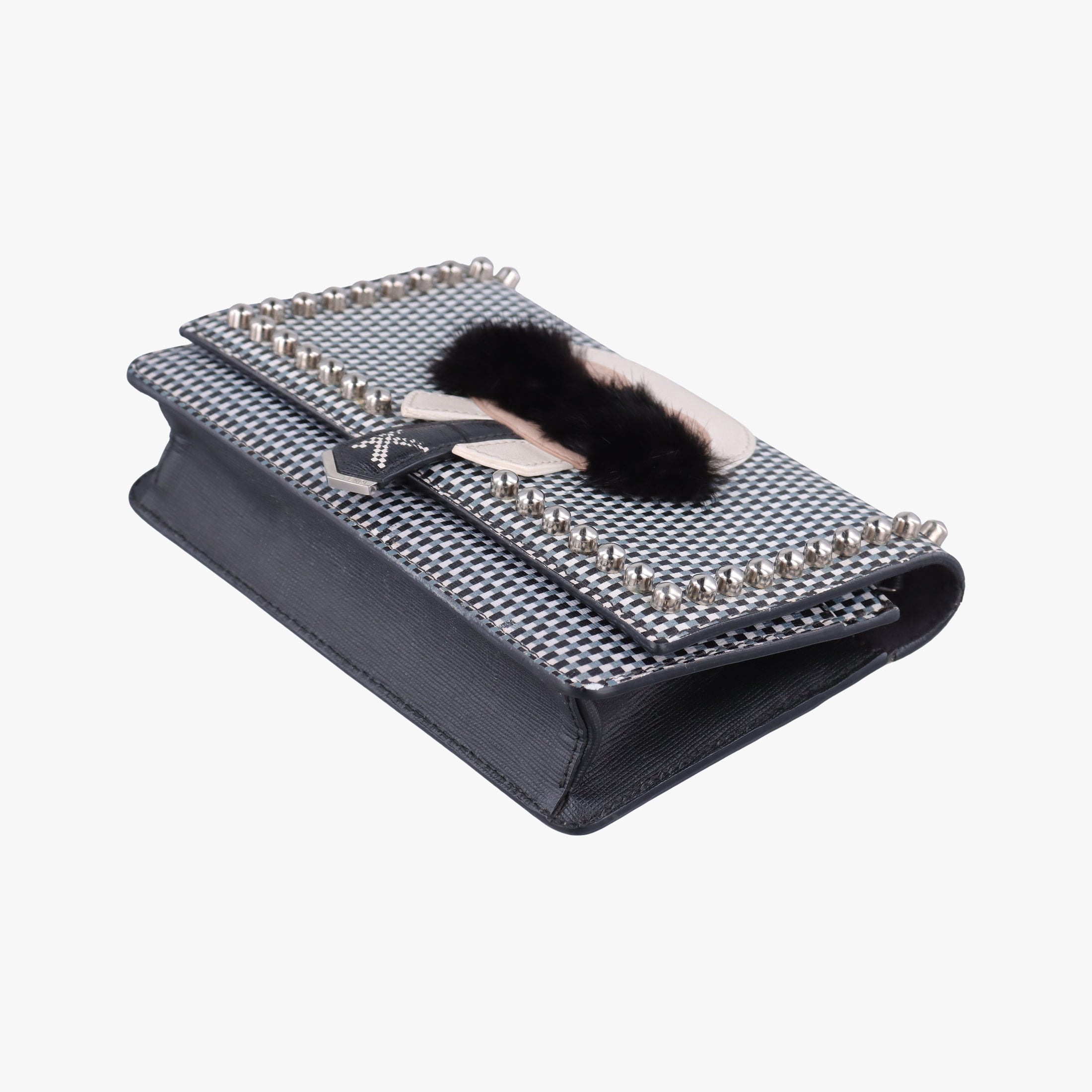 Pre-owned Fendi Karlito Lagerfeld Studded Multicolour leather 8M0346 shoulderbag | stylenewstar