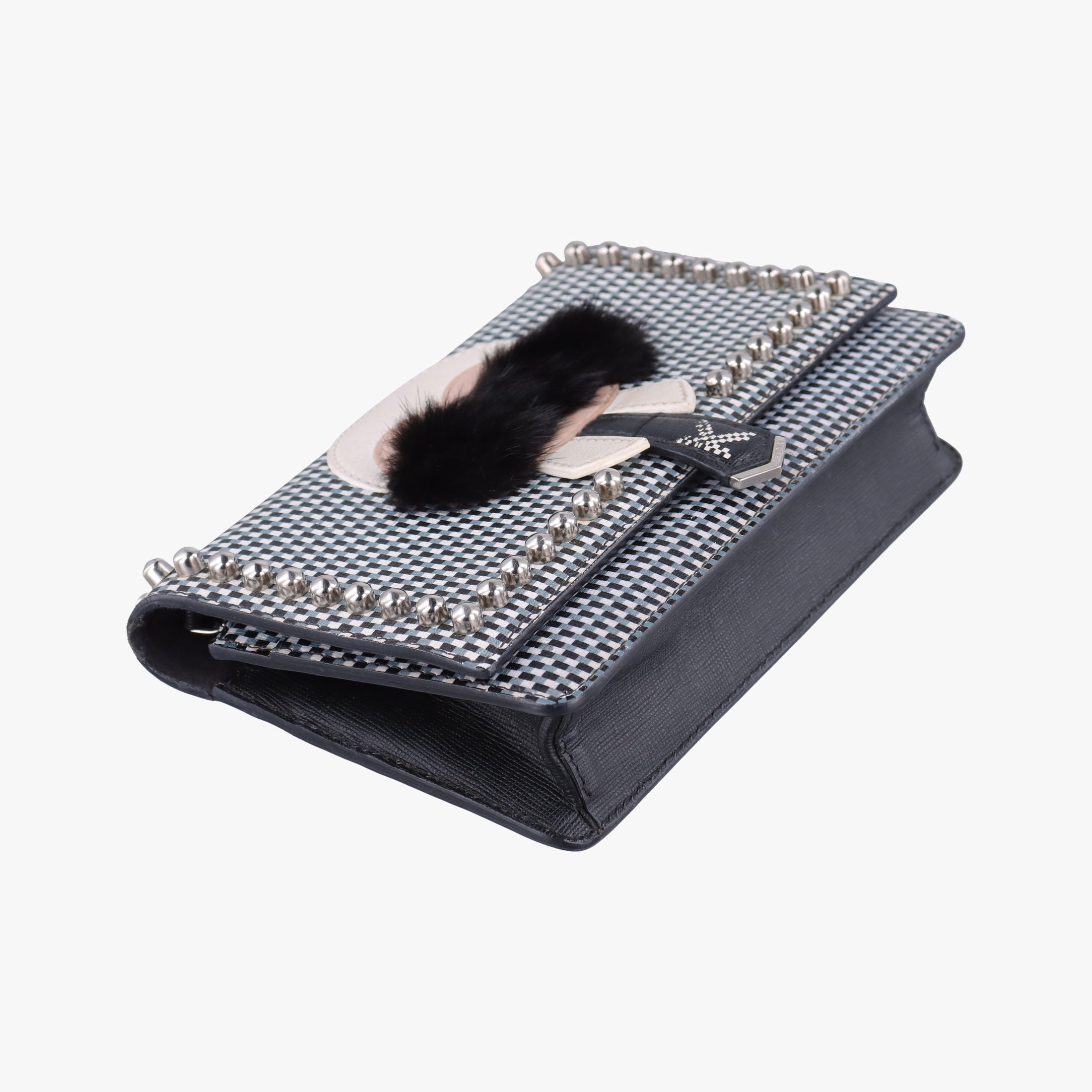Pre-owned Fendi Karlito Lagerfeld Studded Multicolour leather 8M0346 shoulderbag | stylenewstar