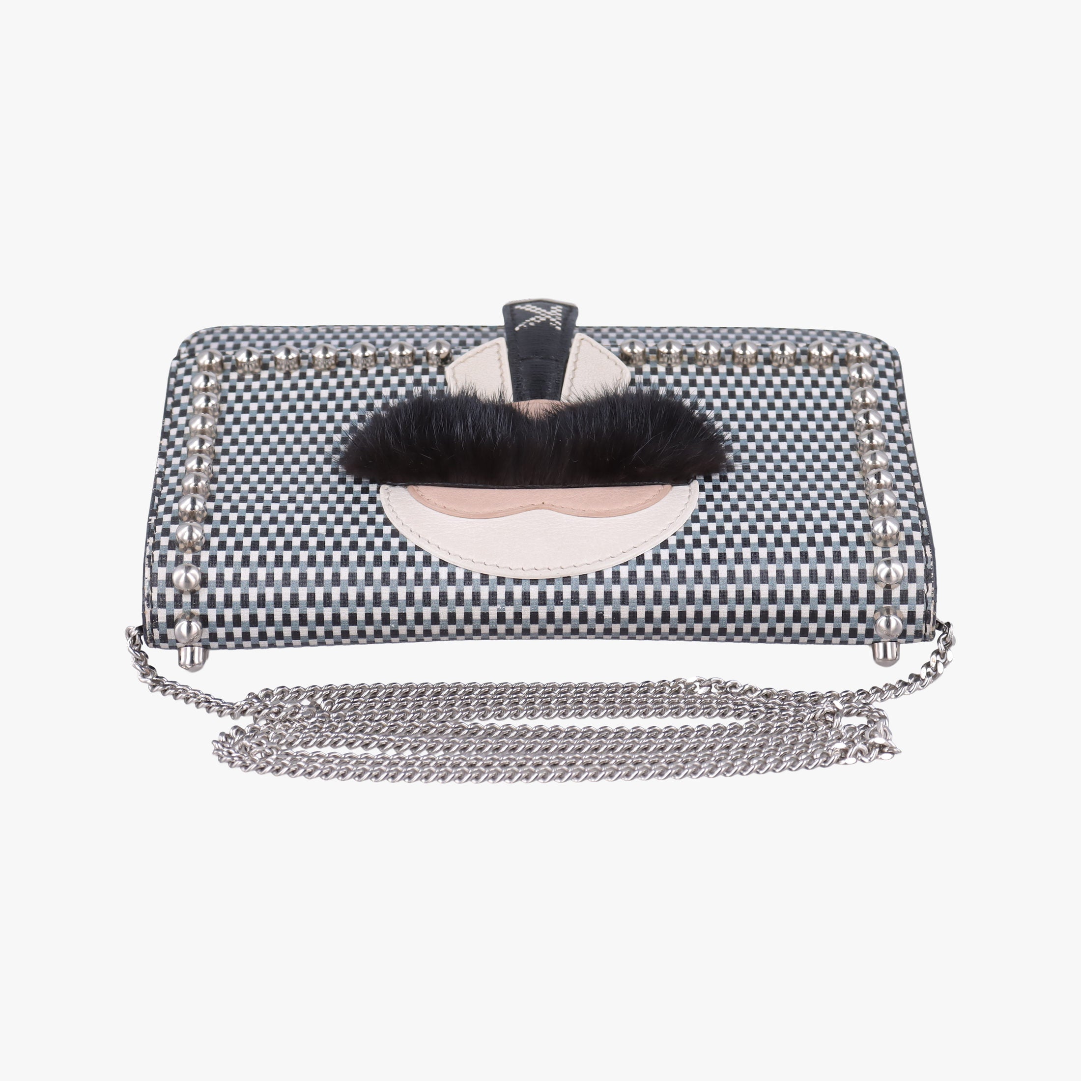 Pre-owned Fendi Karlito Lagerfeld Studded Multicolour leather 8M0346 shoulderbag | stylenewstar