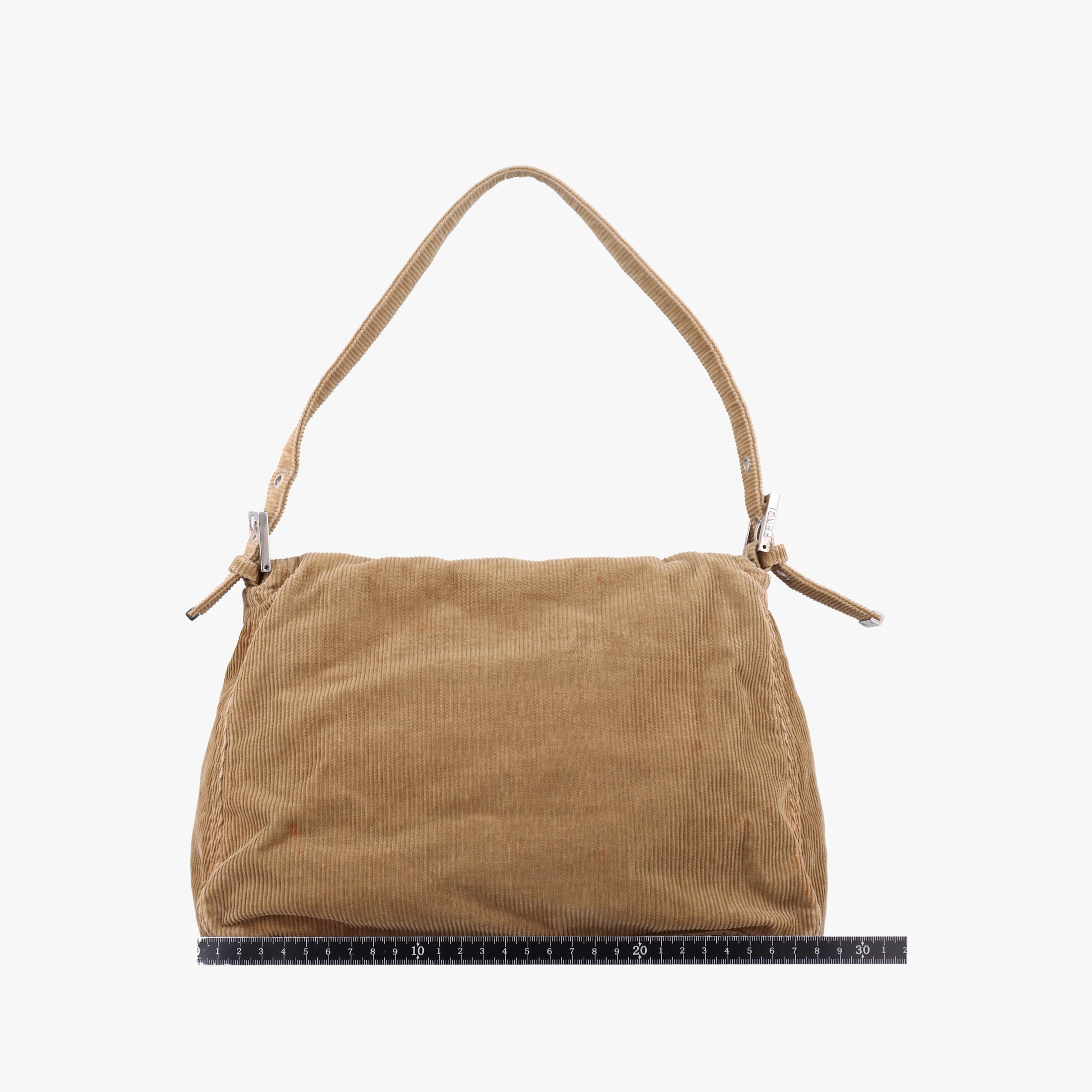 Pre-owned Fendi Mamma Baguette beige Corduroy 211126 shoulderbag | stylenewstar