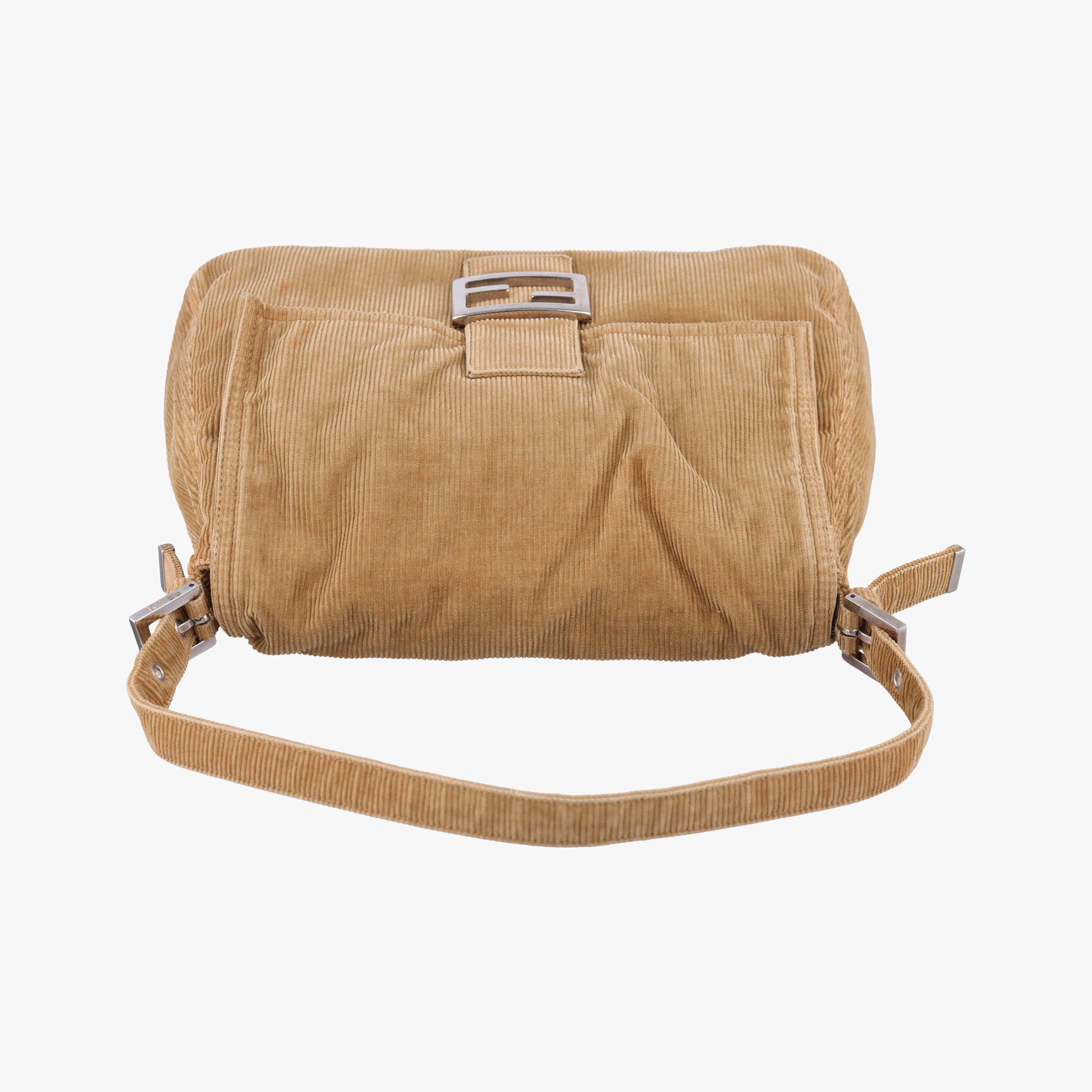 Pre-owned Fendi Mamma Baguette beige Corduroy 211126 shoulderbag | stylenewstar