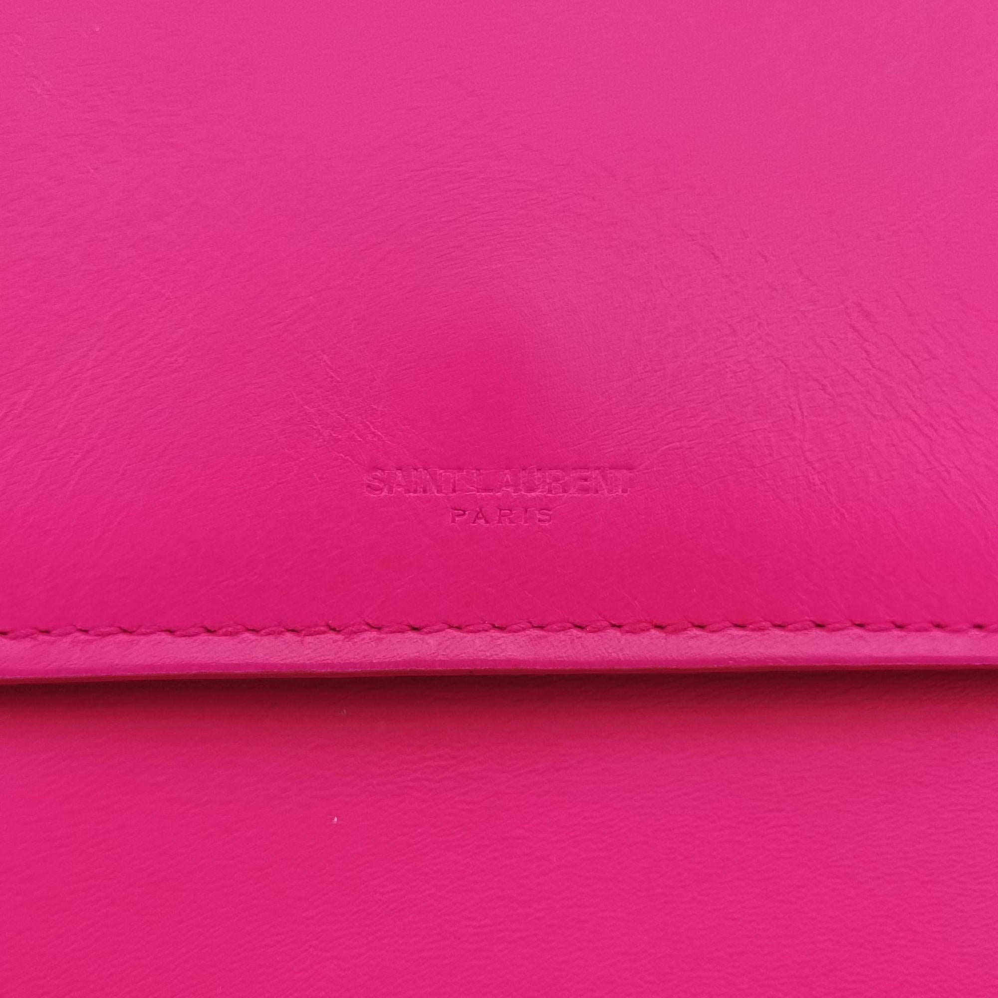 Pre-owned Yves Saint Laurent BETTY PinkxRed Leather 314515 shoulderbag | stylenewstar