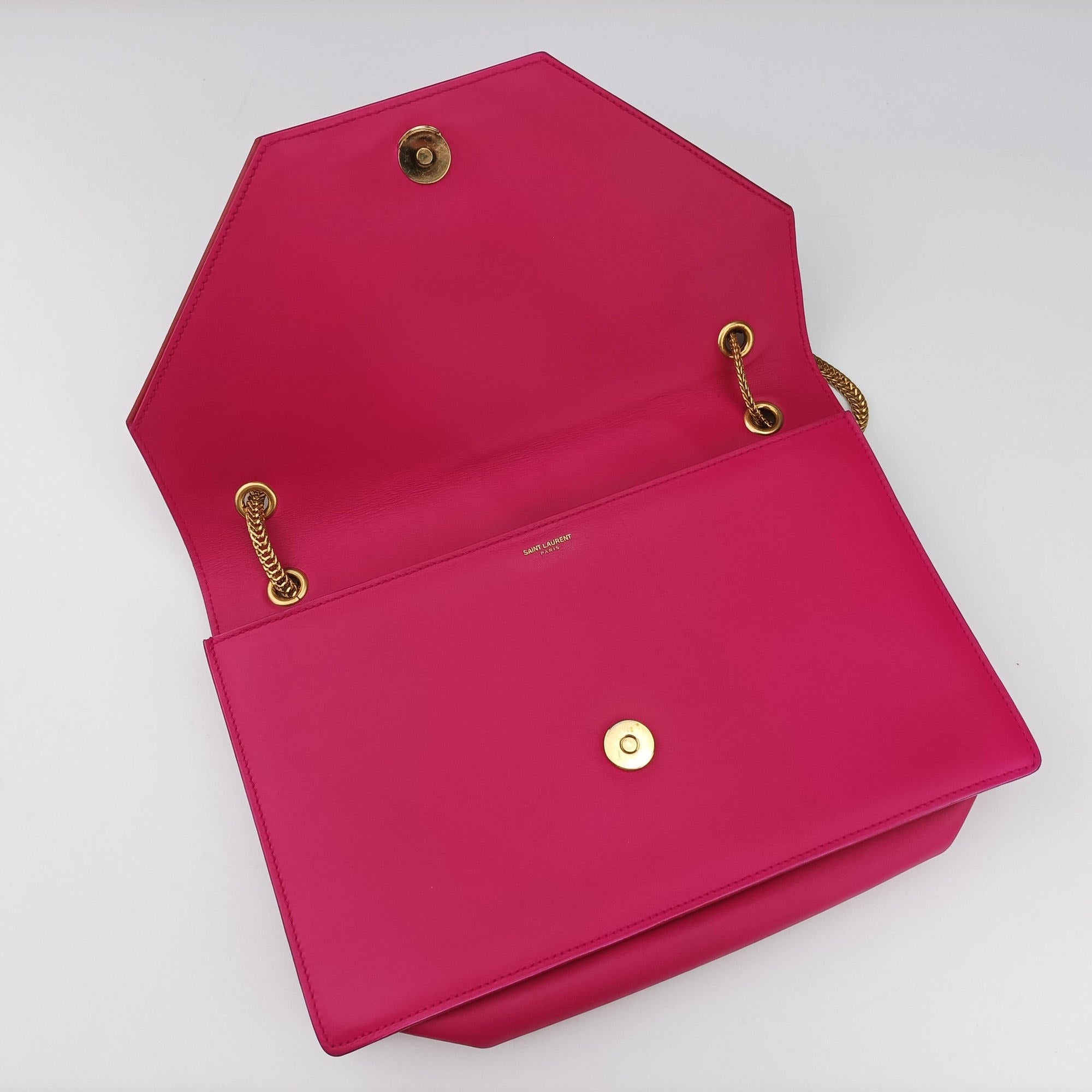 Pre-owned Yves Saint Laurent BETTY PinkxRed Leather 314515 shoulderbag | stylenewstar