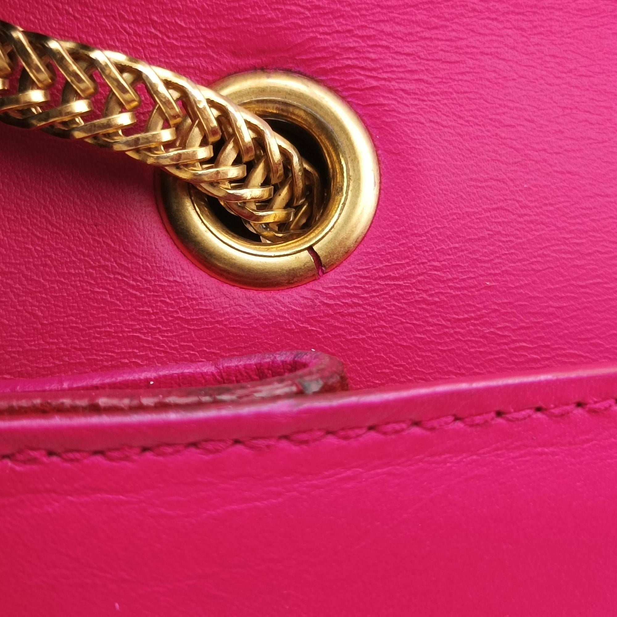 Pre-owned Yves Saint Laurent BETTY PinkxRed Leather 314515 shoulderbag | stylenewstar