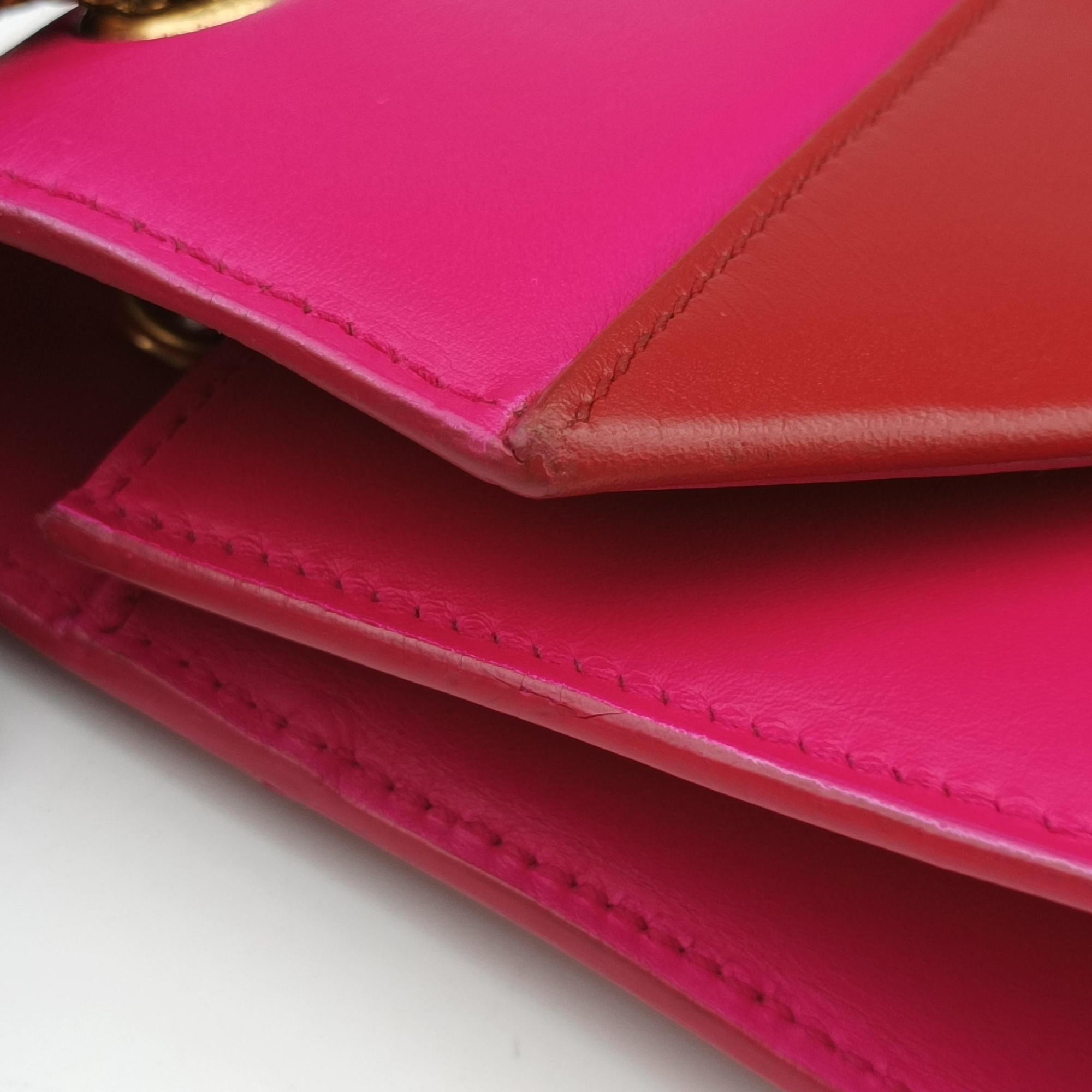 Pre-owned Yves Saint Laurent BETTY PinkxRed Leather 314515 shoulderbag | stylenewstar