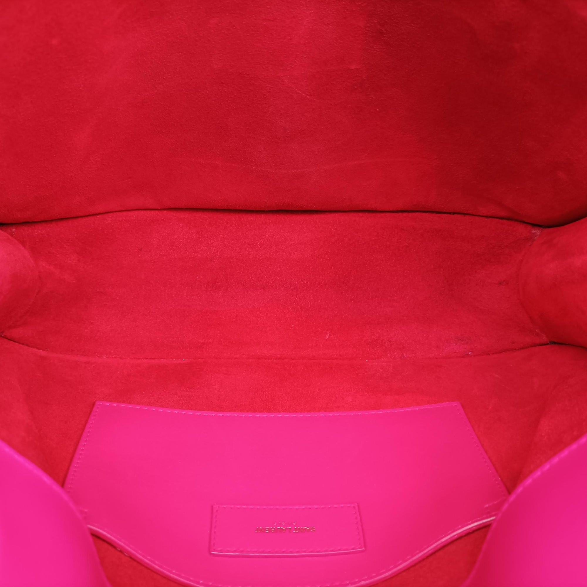 Pre-owned Yves Saint Laurent BETTY PinkxRed Leather 314515 shoulderbag | stylenewstar