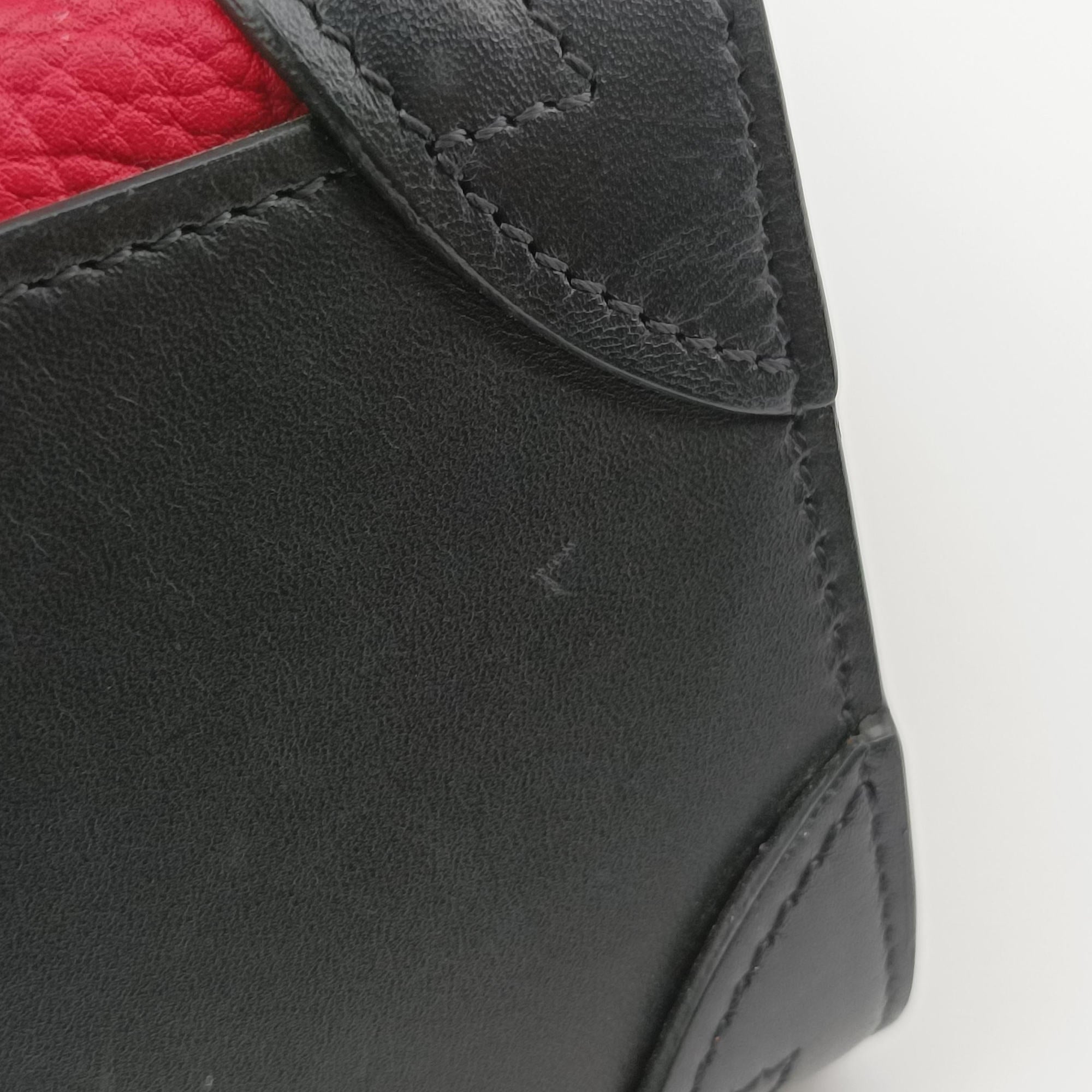 Vintage Celine luggage nano shopper Black×Red×Grey Leather×Suede  handbag | stylenewstar