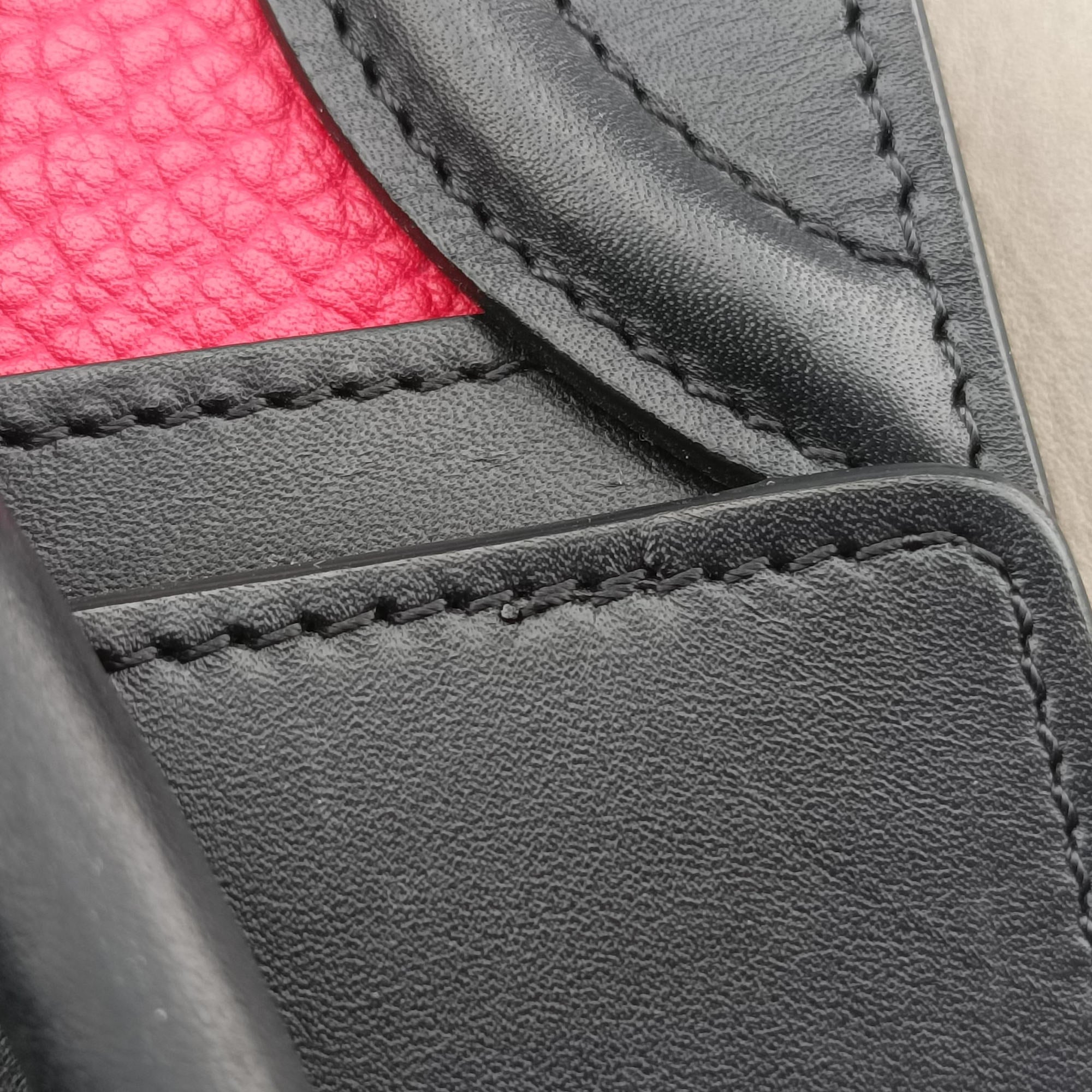 Vintage Celine luggage nano shopper Black×Red×Grey Leather×Suede  handbag | stylenewstar