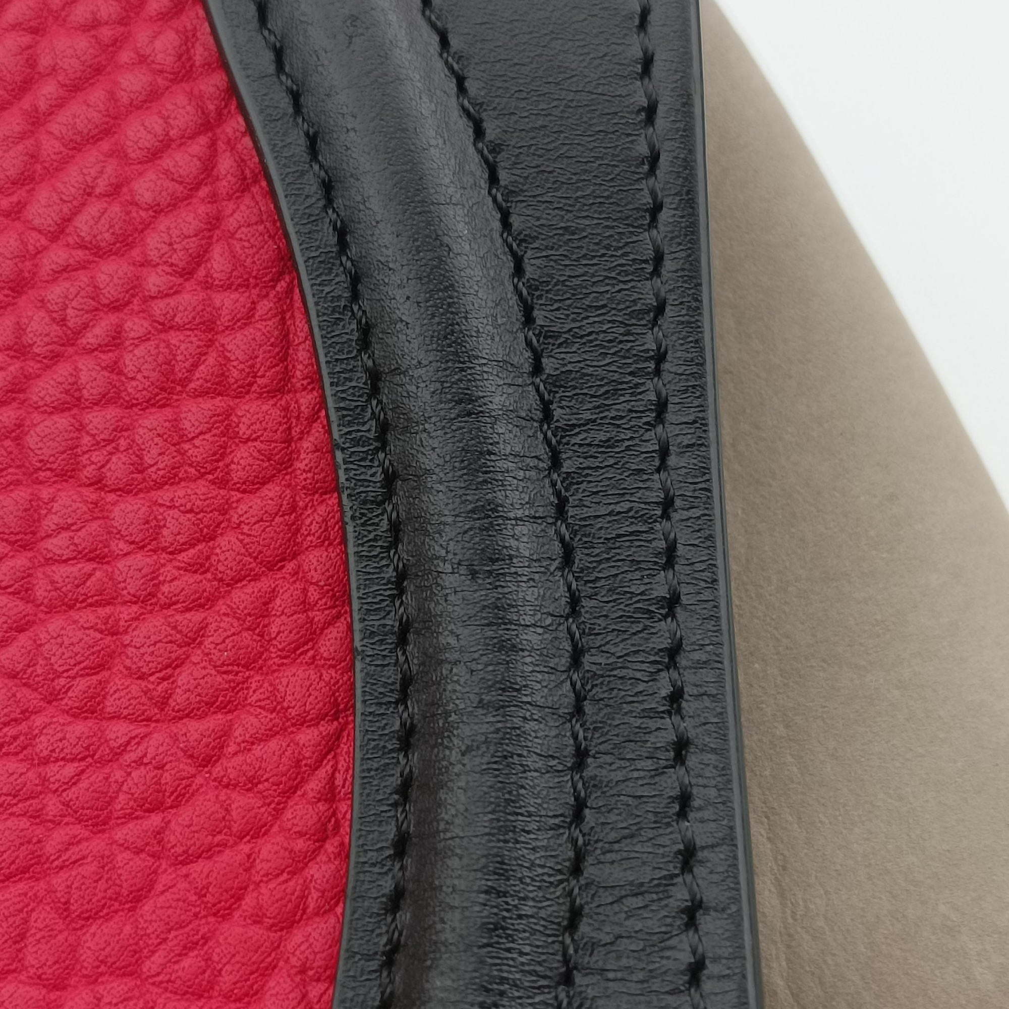 Vintage Celine luggage nano shopper Black×Red×Grey Leather×Suede  handbag | stylenewstar