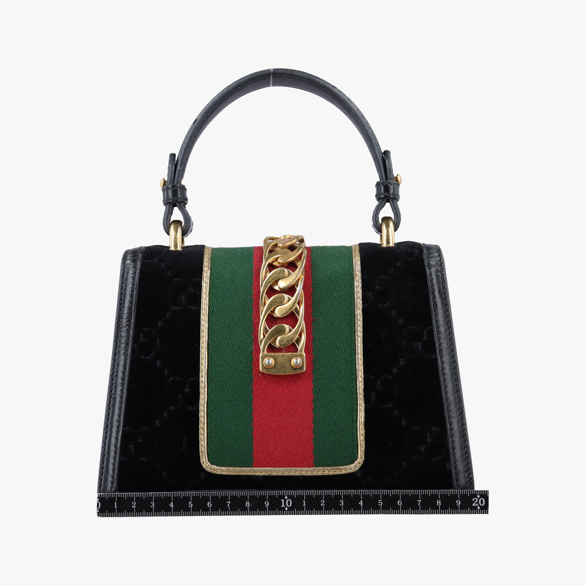 Pre-owned Gucci Sylvie Black×red×green velour×leather 470270 shoulderbag | stylenewstar