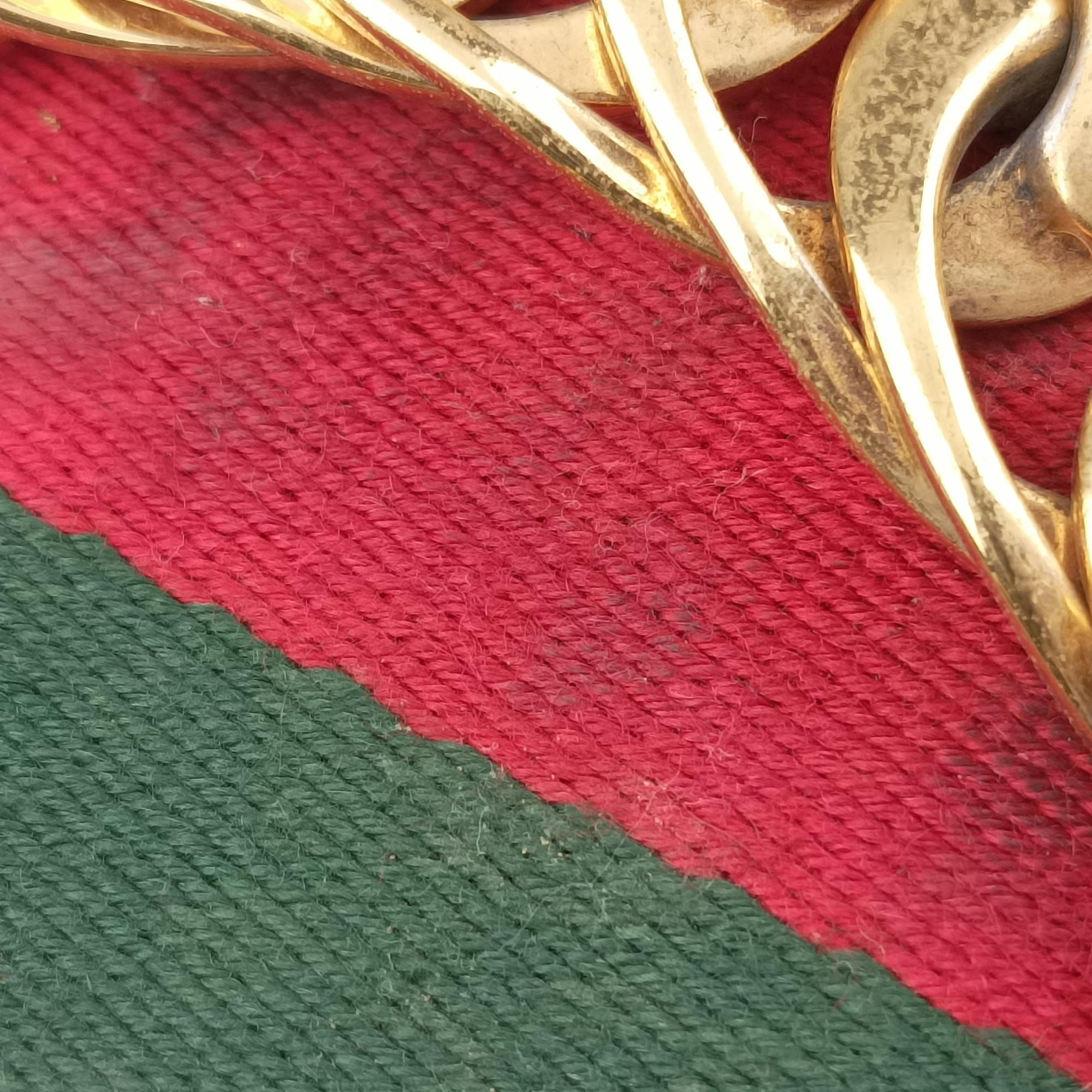 Pre-owned Gucci Sylvie Black×red×green velour×leather 470270 shoulderbag | stylenewstar