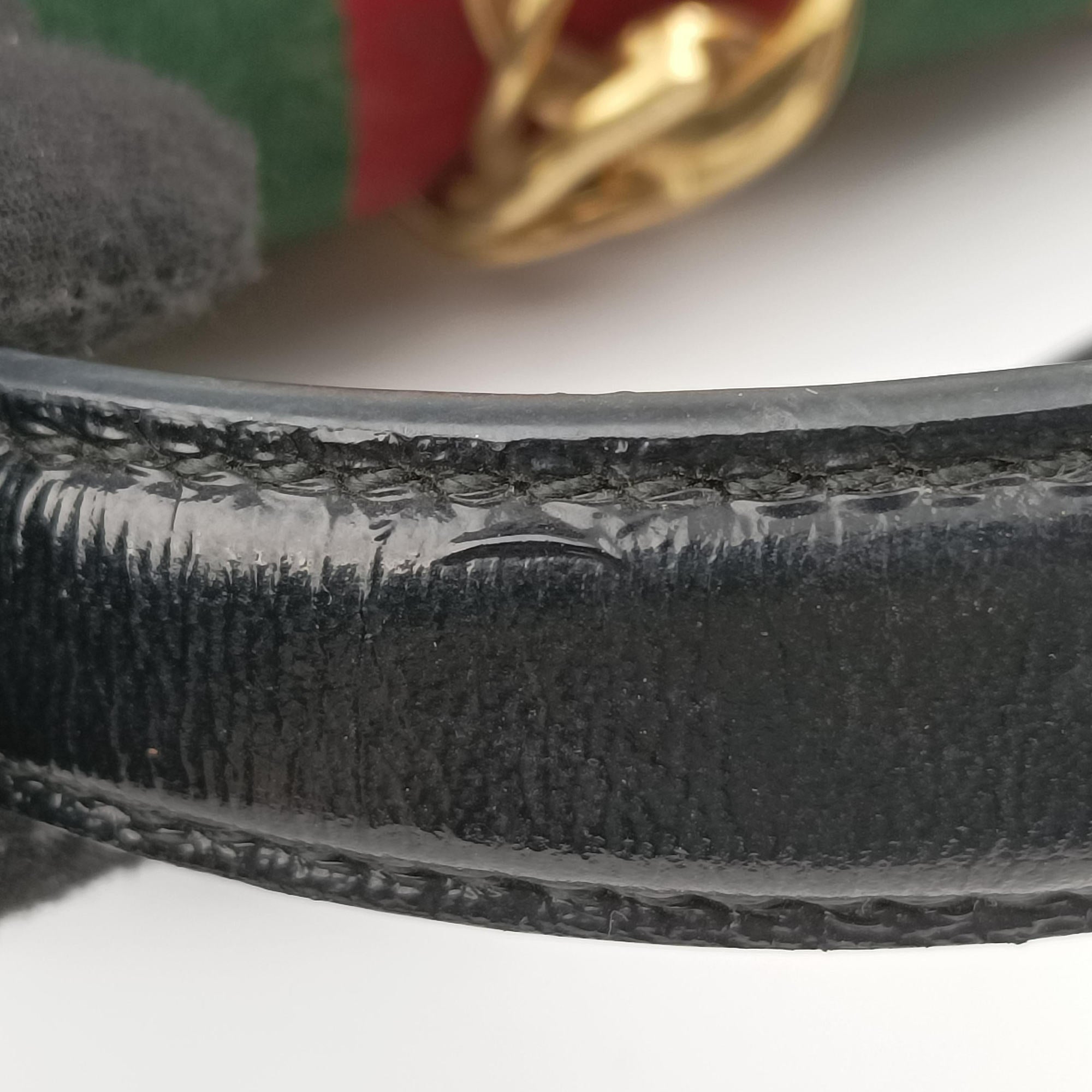 Pre-owned Gucci Sylvie Black×red×green velour×leather 470270 shoulderbag | stylenewstar