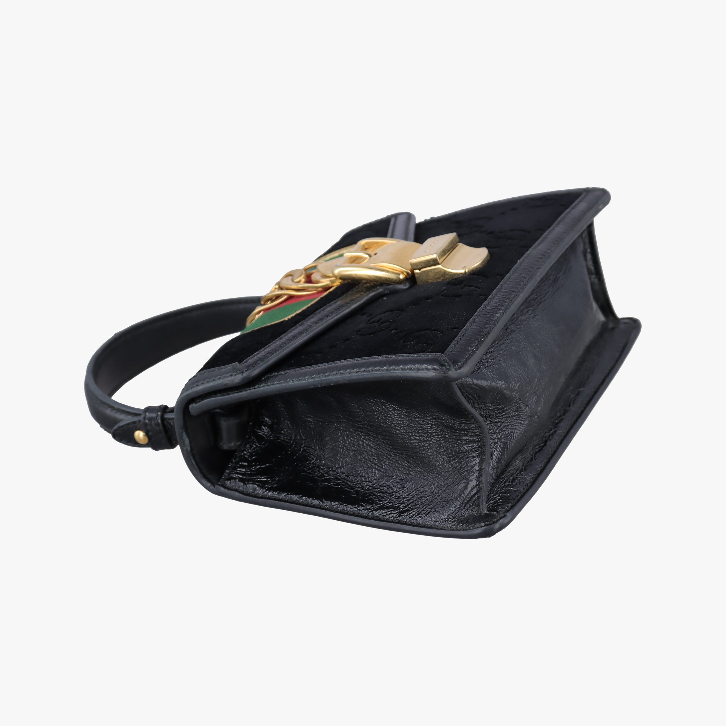 Pre-owned Gucci Sylvie Black×red×green velour×leather 470270 shoulderbag | stylenewstar