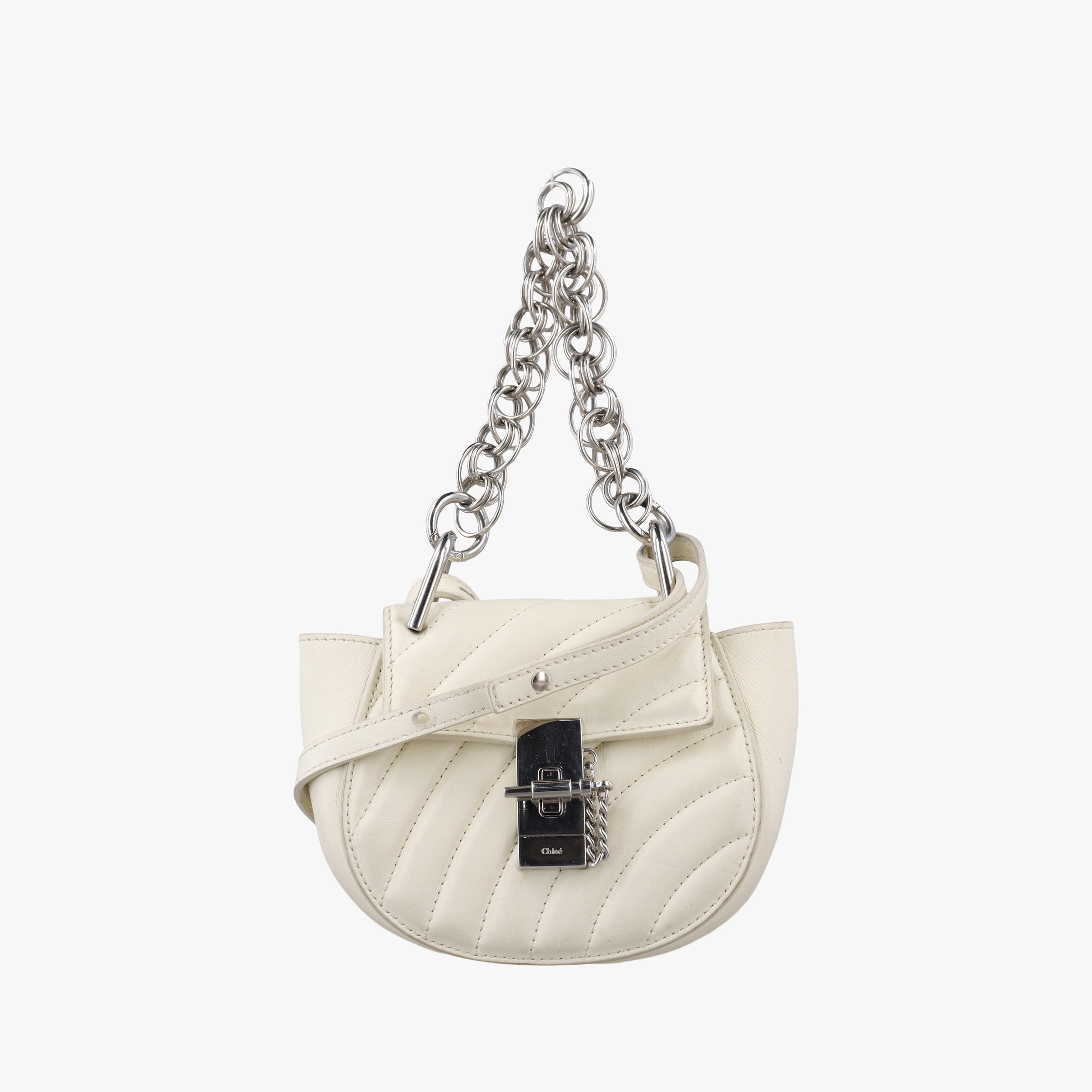 Pre-owned Chloe Drew Bijou White Leather  shoulderbag | stylenewstar
