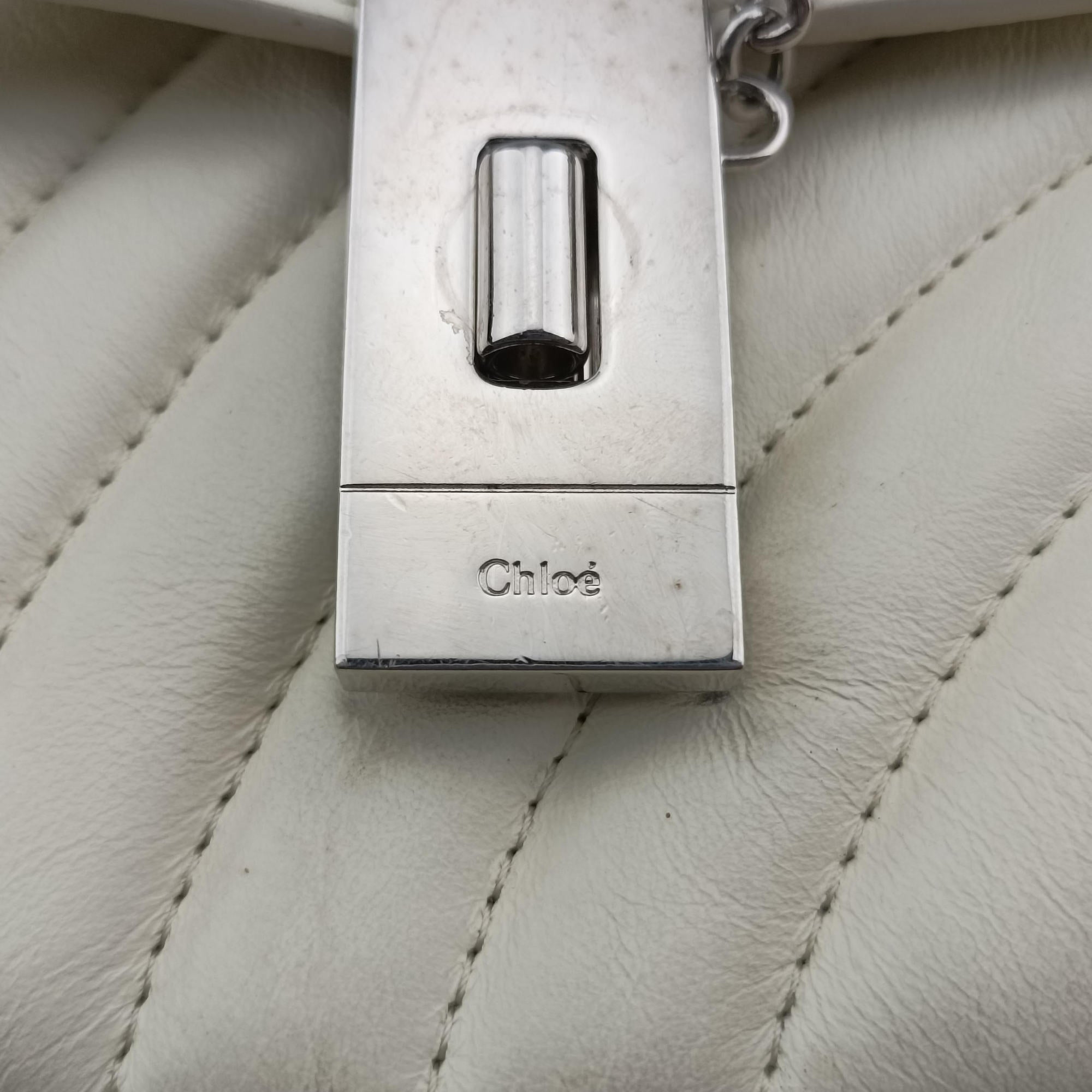 Pre-owned Chloe Drew Bijou White Leather  shoulderbag | stylenewstar