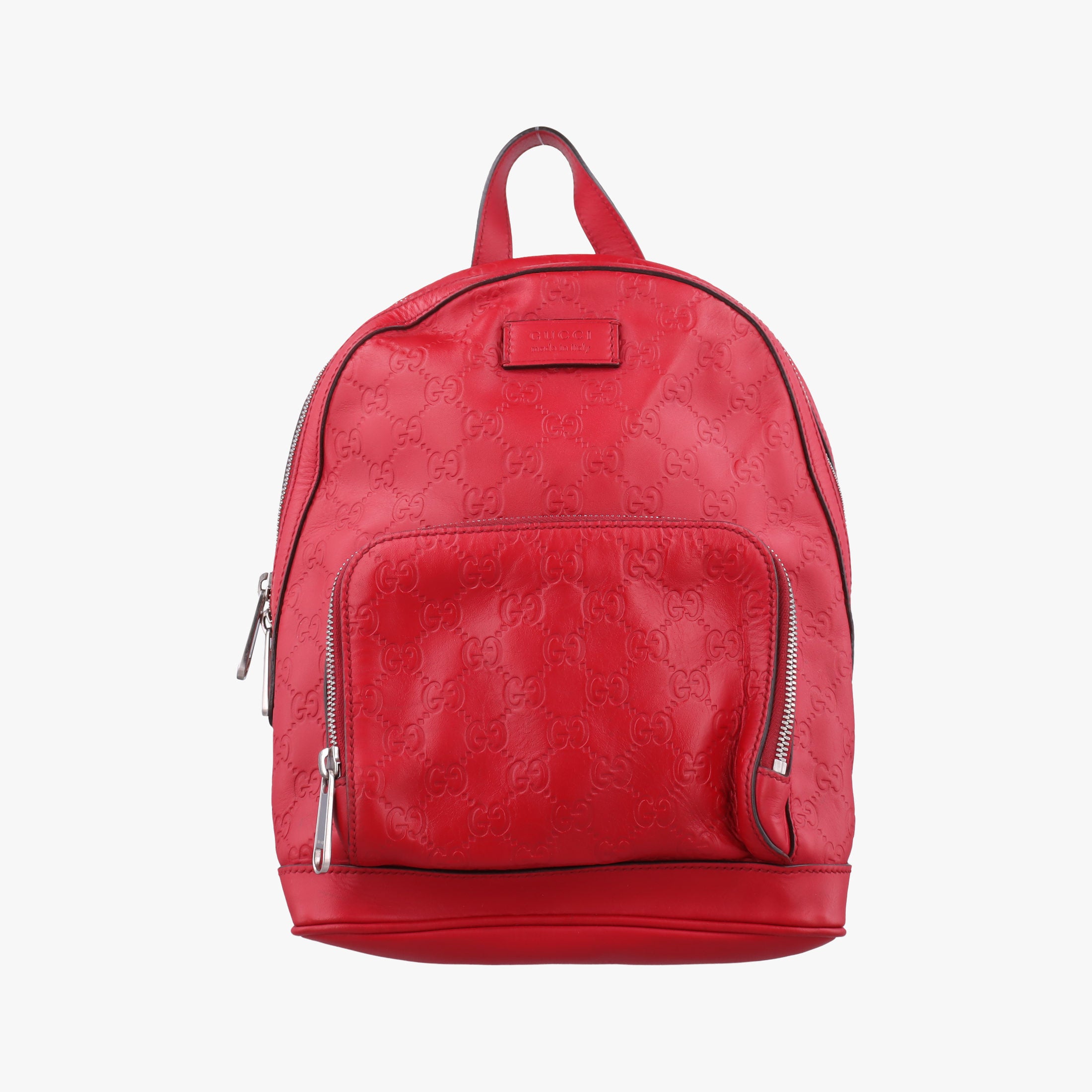 Pre-owned Gucci Guccissima Red Leather 450967 backpack/rucksack | stylenewstar