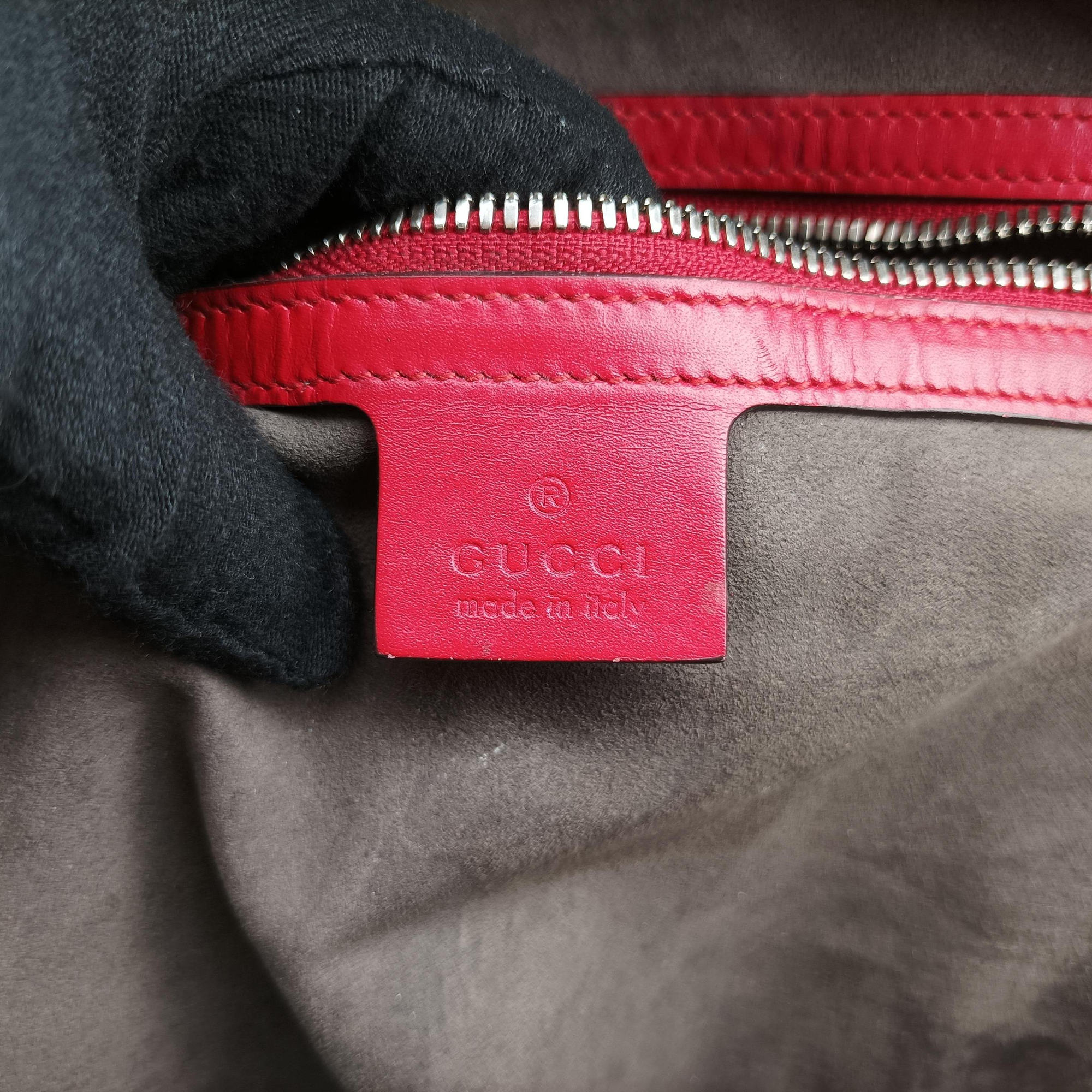 Pre-owned Gucci Guccissima Red Leather 450967 backpack/rucksack | stylenewstar