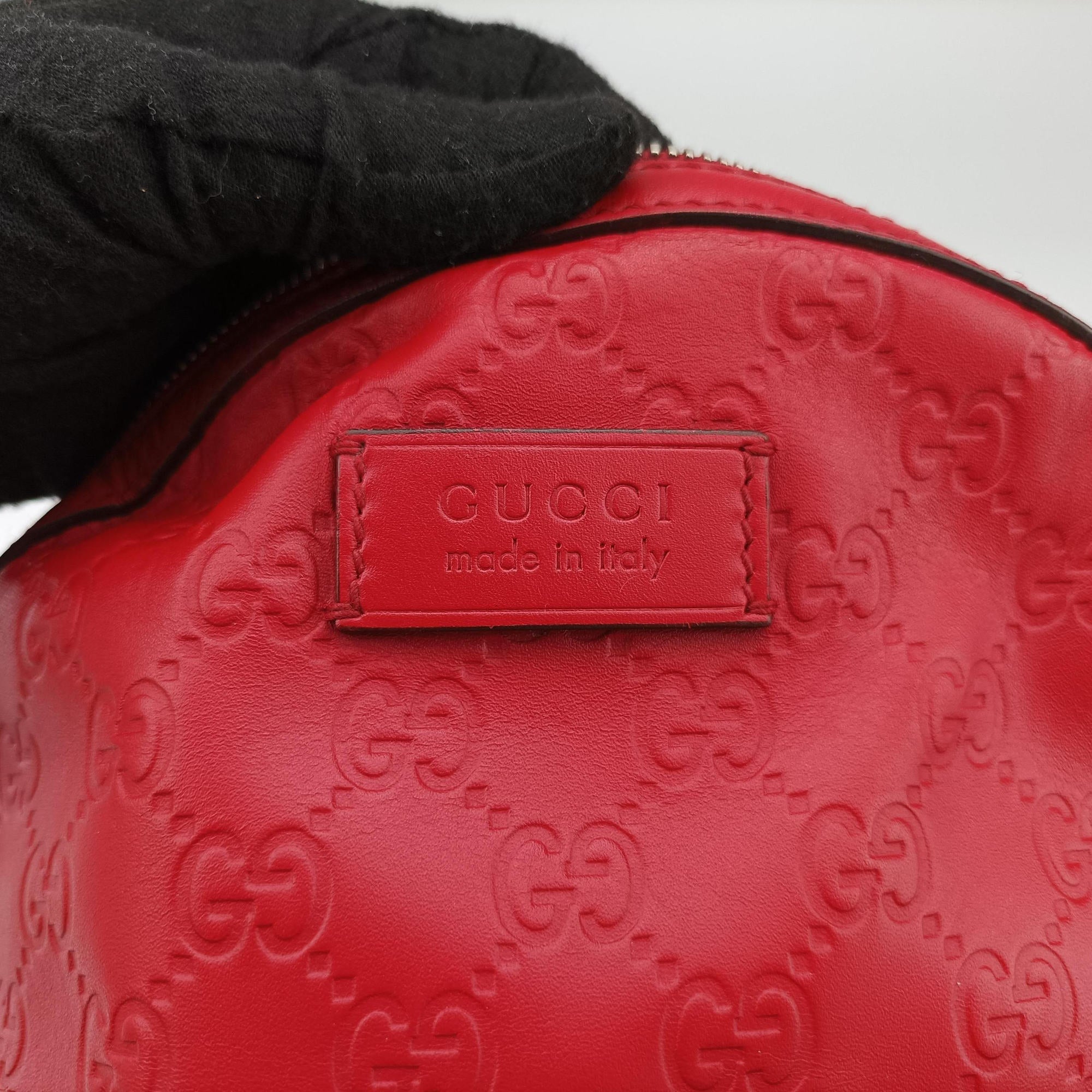 Pre-owned Gucci Guccissima Red Leather 450967 backpack/rucksack | stylenewstar
