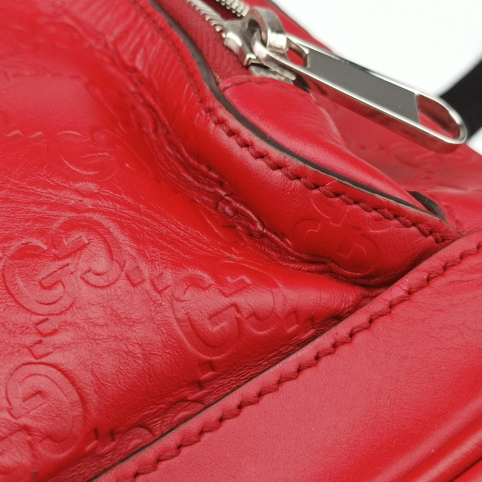 Pre-owned Gucci Guccissima Red Leather 450967 backpack/rucksack | stylenewstar
